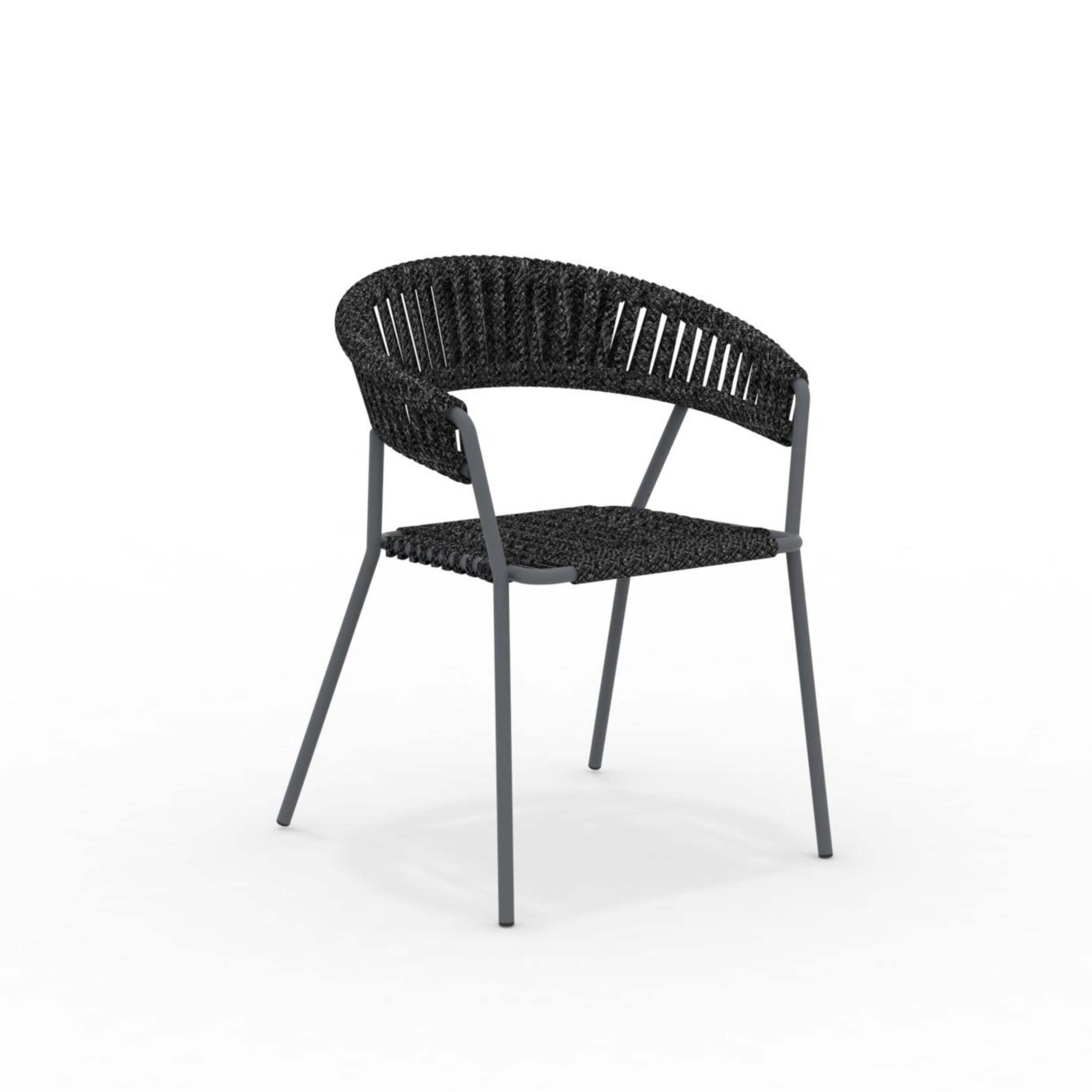 Set of garden chairs with backrest and seat in "Key West" rope, stackable, 62x53.5 cm, 80 cm high.