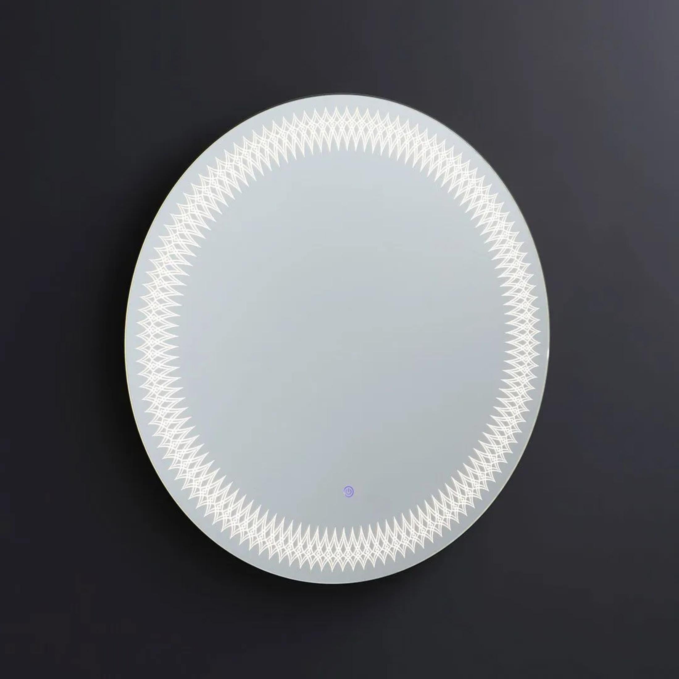 Round mirror with "Illusion" LED-decorated frame in aluminum, 80x80 cm