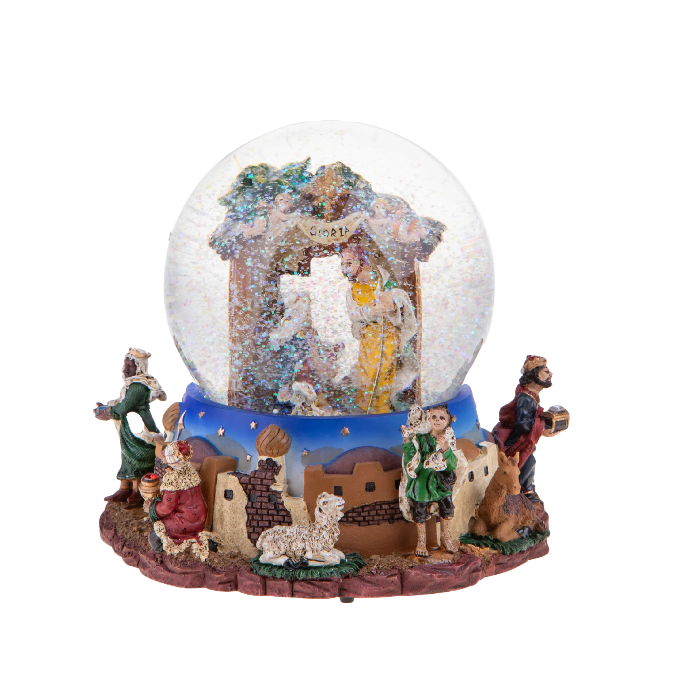 Nativity scene music box for Christmas decorations, 12 x 16.5 cm