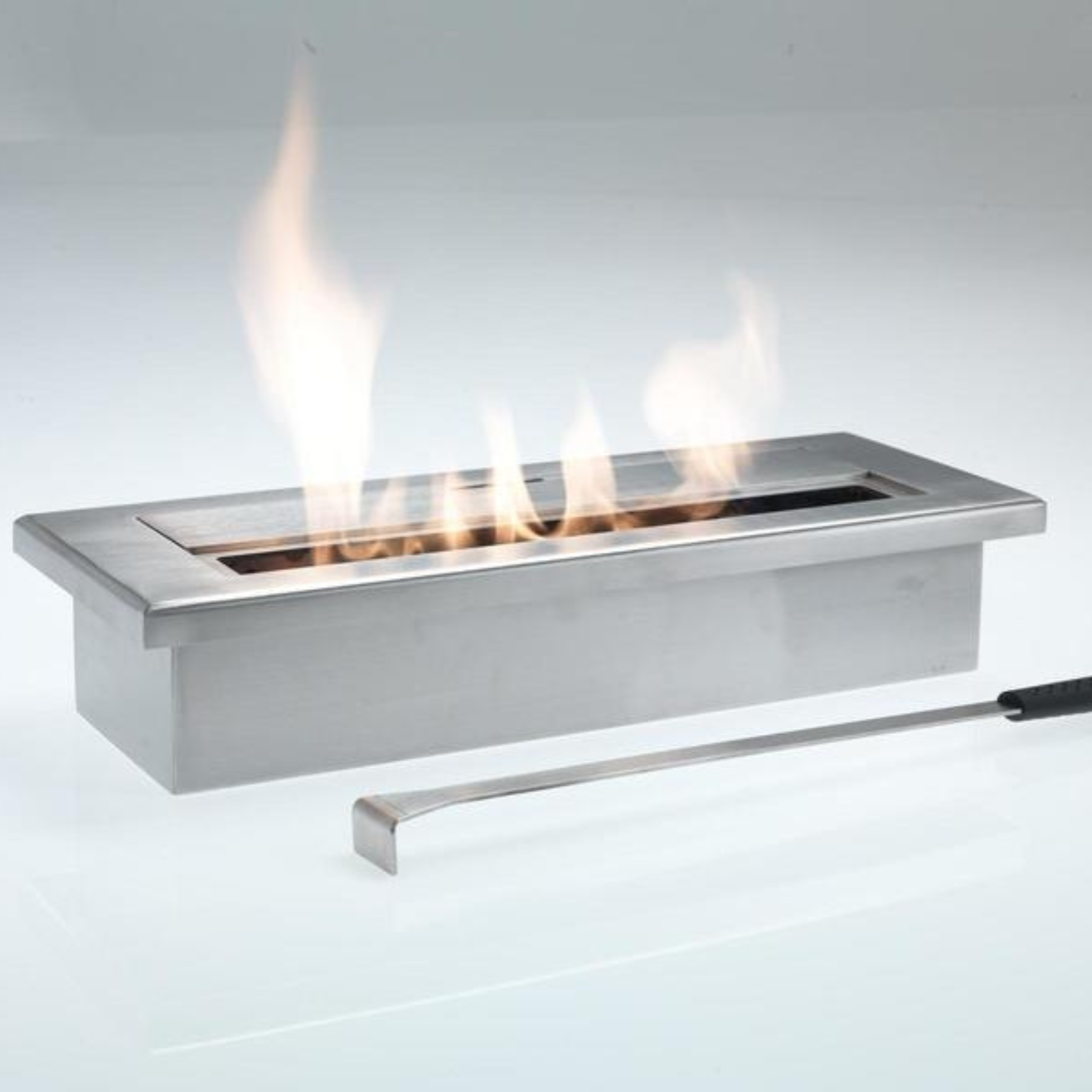 "Galway" built-in bioethanol fireplace in satin-finished steel, 40x15 cm, 8h