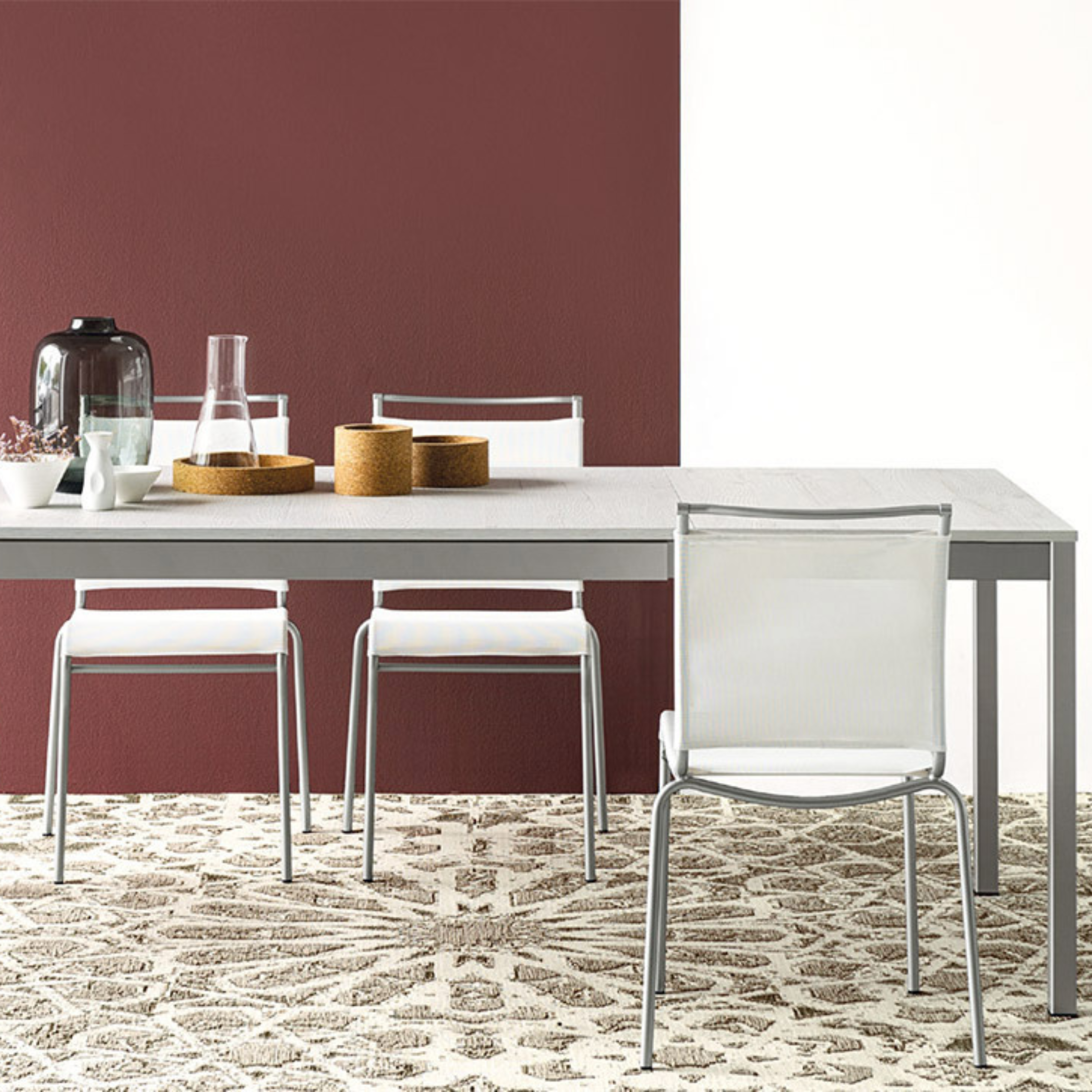 Set of modern "Air" living room chairs in breathable fabric 53x55 cm 84h