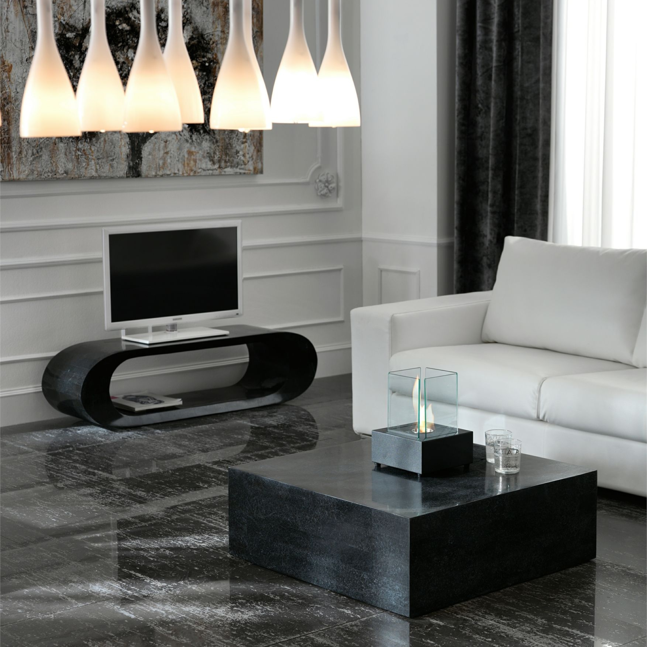 "Lexy" fossil stone coffee table, 80x80 cm, 28h