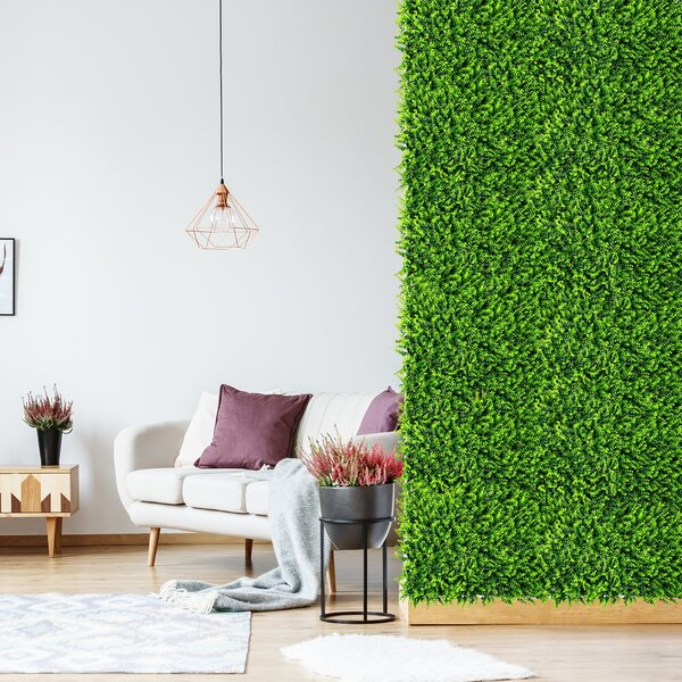 Set of 2 "Green" artificial hedges for walls in polypropylene, 100x100 cm