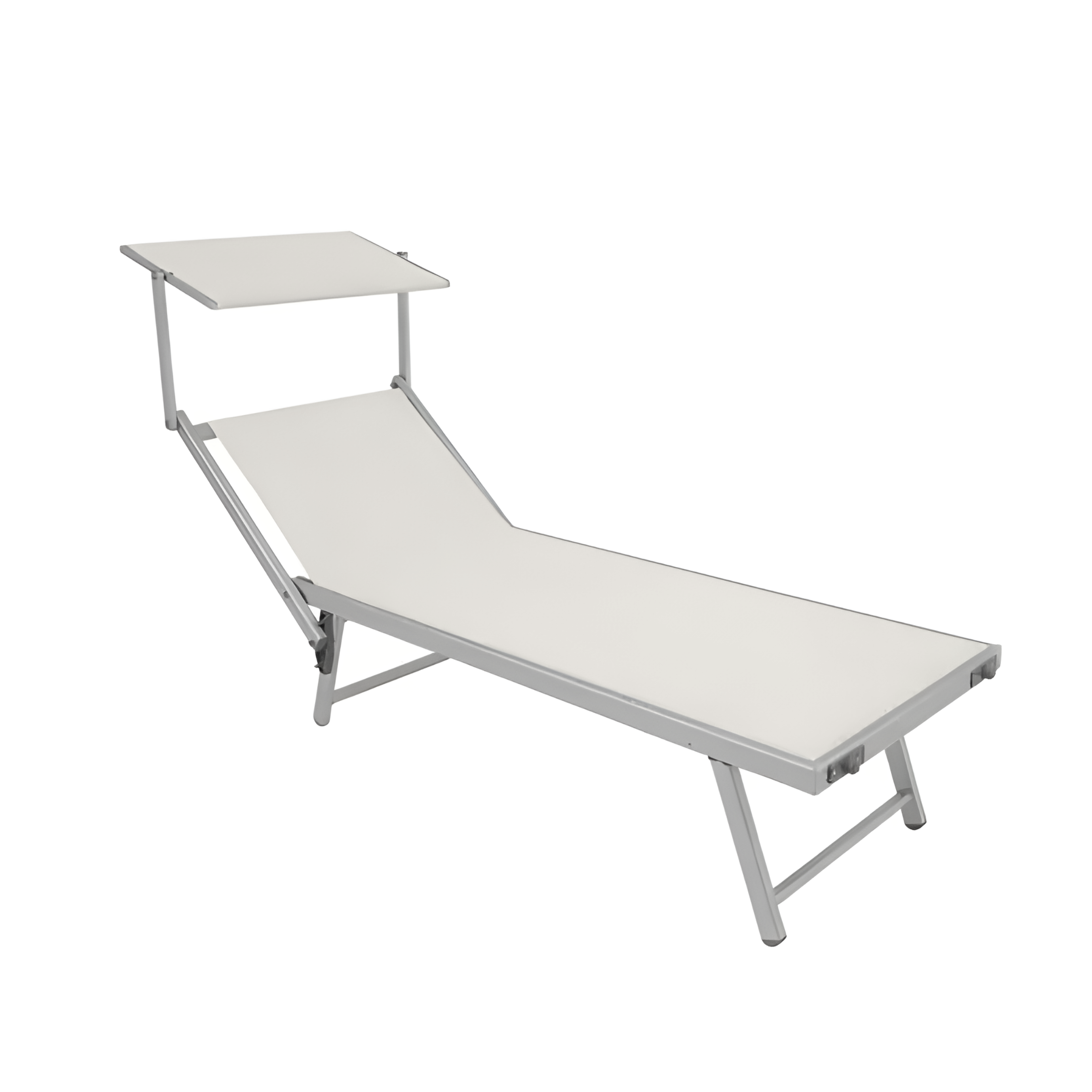 White "Palapas" sun lounger in aluminum with parasol cm 181x61 39h