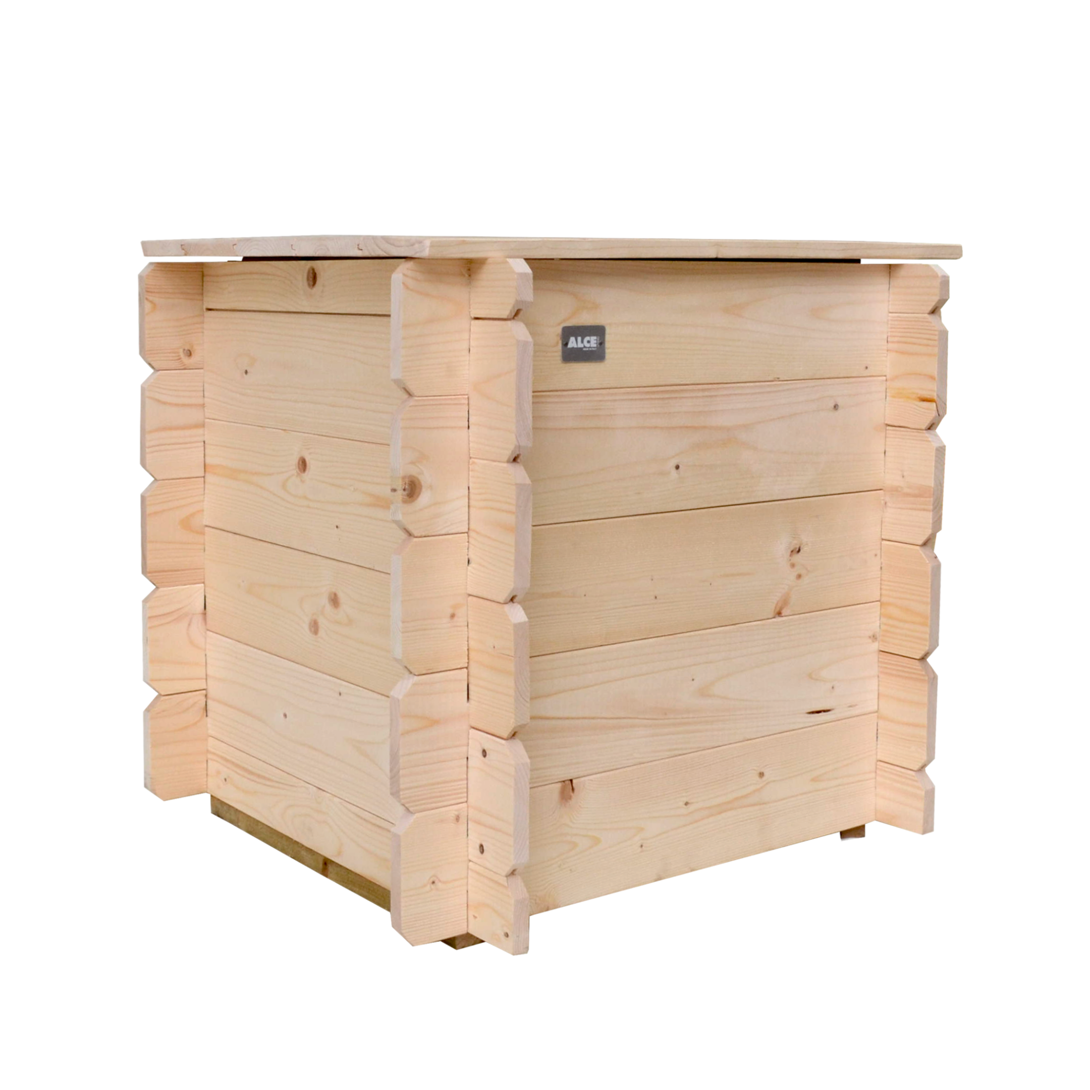 "Gaia" natural wood garden chest with swing opening, 60x60 cm, 54 cm high