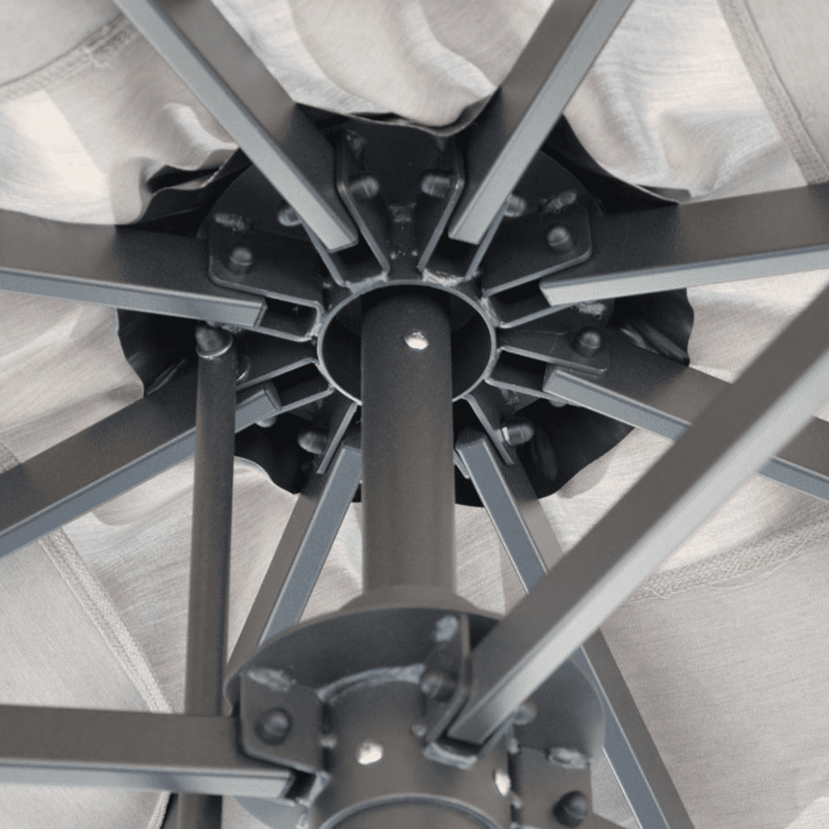 Ombrellone moderno bianco "Platino Basic" con palo centrale telescopico antracite da giardino - MondoViro