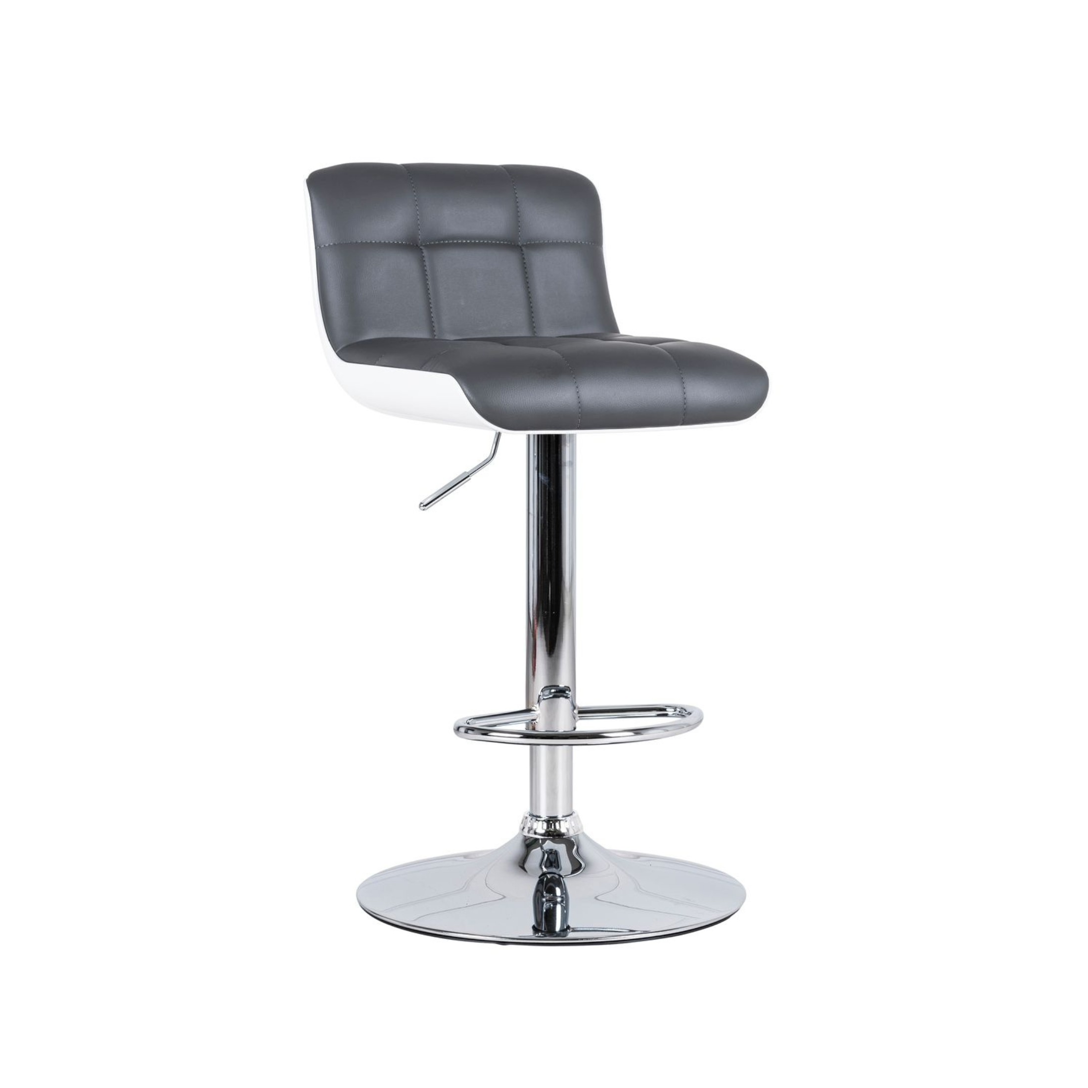 Set of high padded stools "Kurt" in imitation leather with gas lift and footrest cm 38.5x36 83h