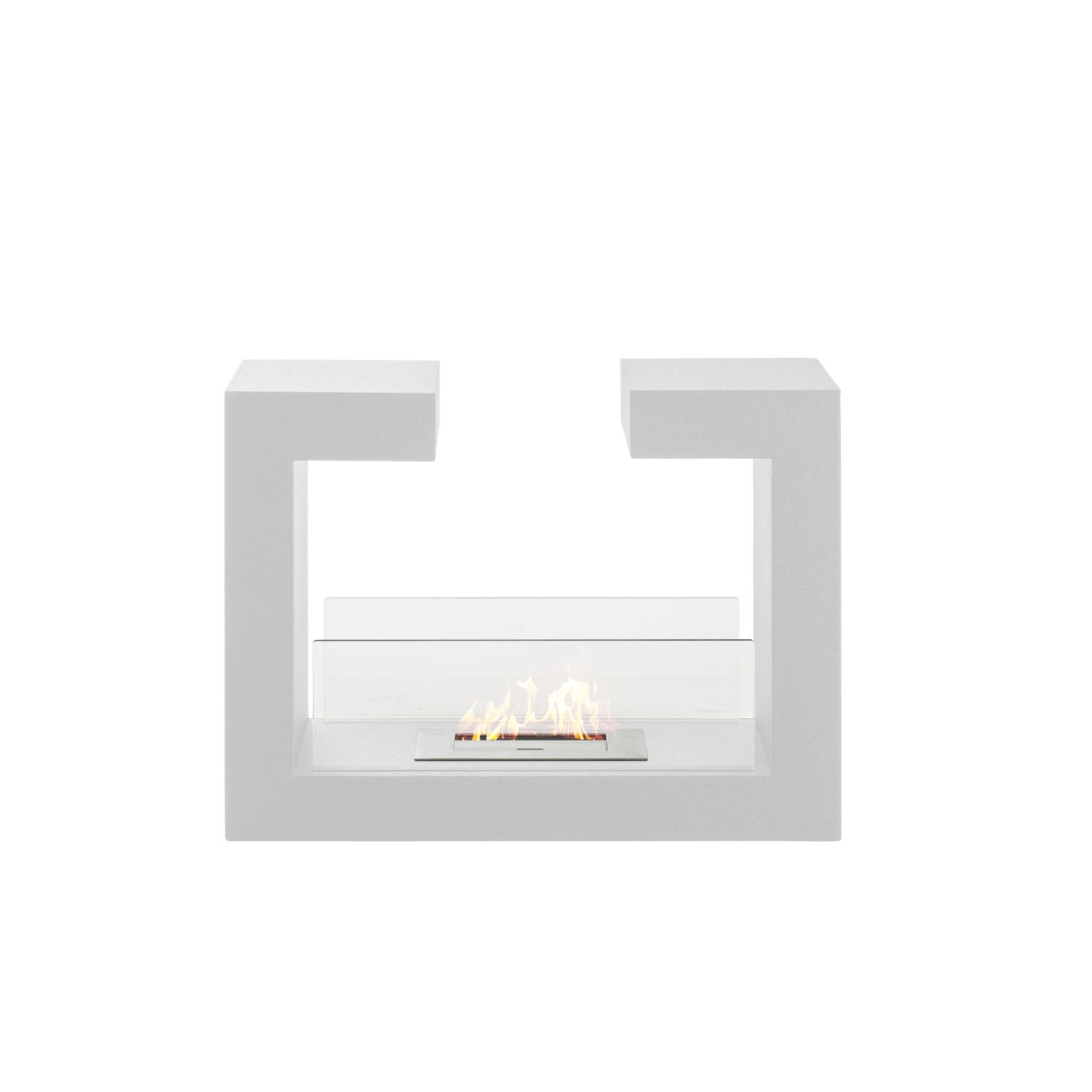 "Fedrix" floor-standing bioethanol fireplace in tempered glass, 78x25 cm, 58 cm high.