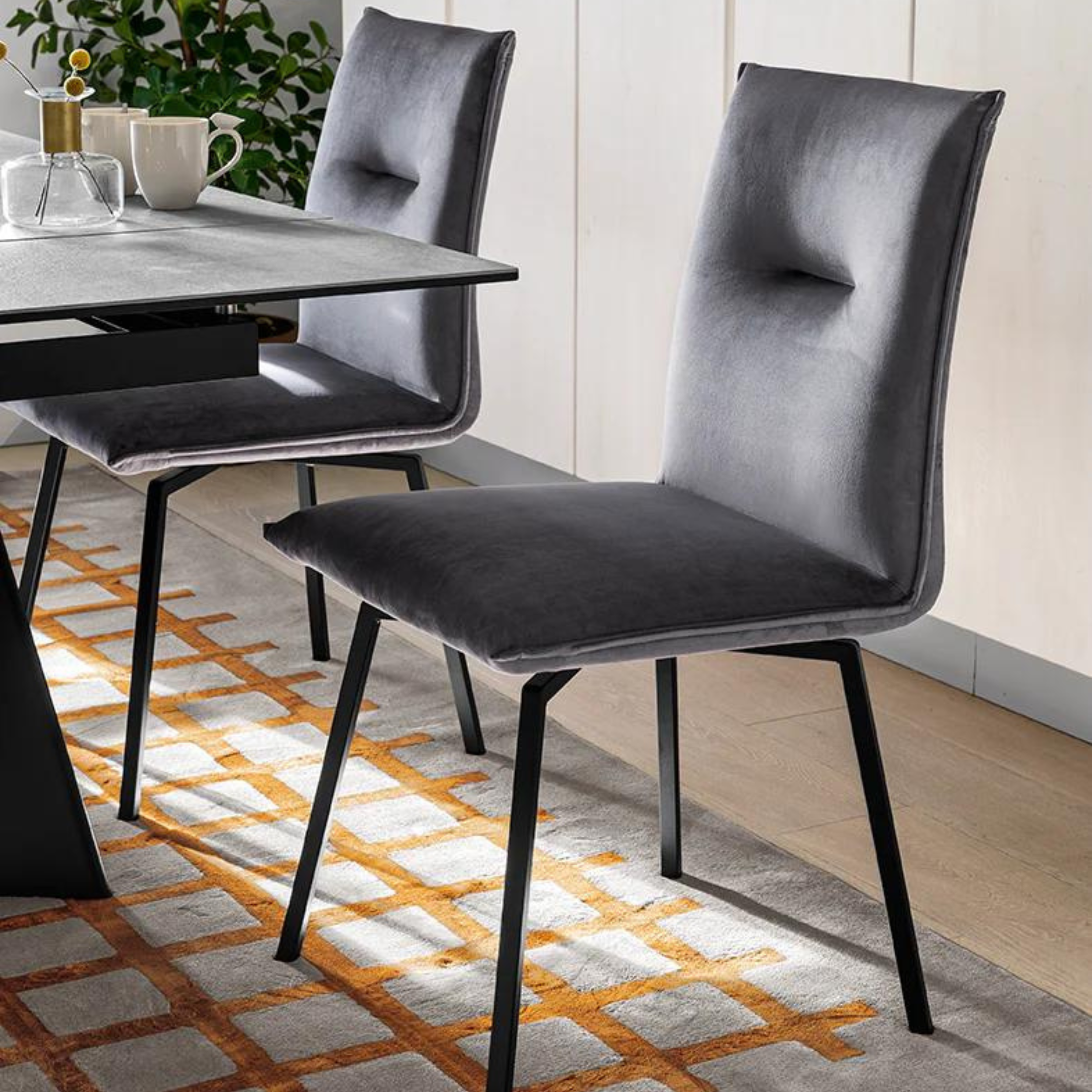 Modern living room chair "Maya" with ash fabric seat cm 51x61 92h