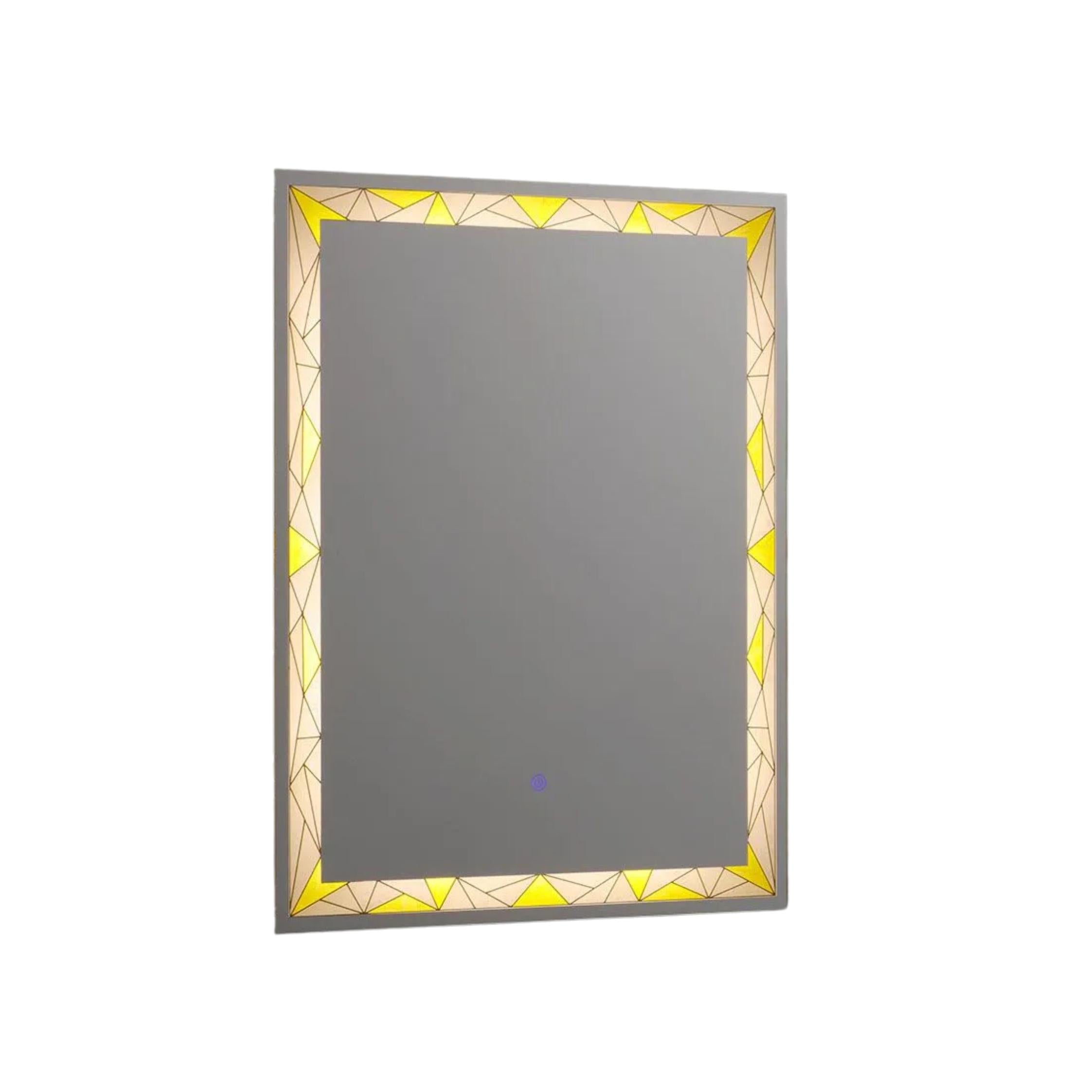 "Mosaic" touch LED wall mirror with satin and colored inserts