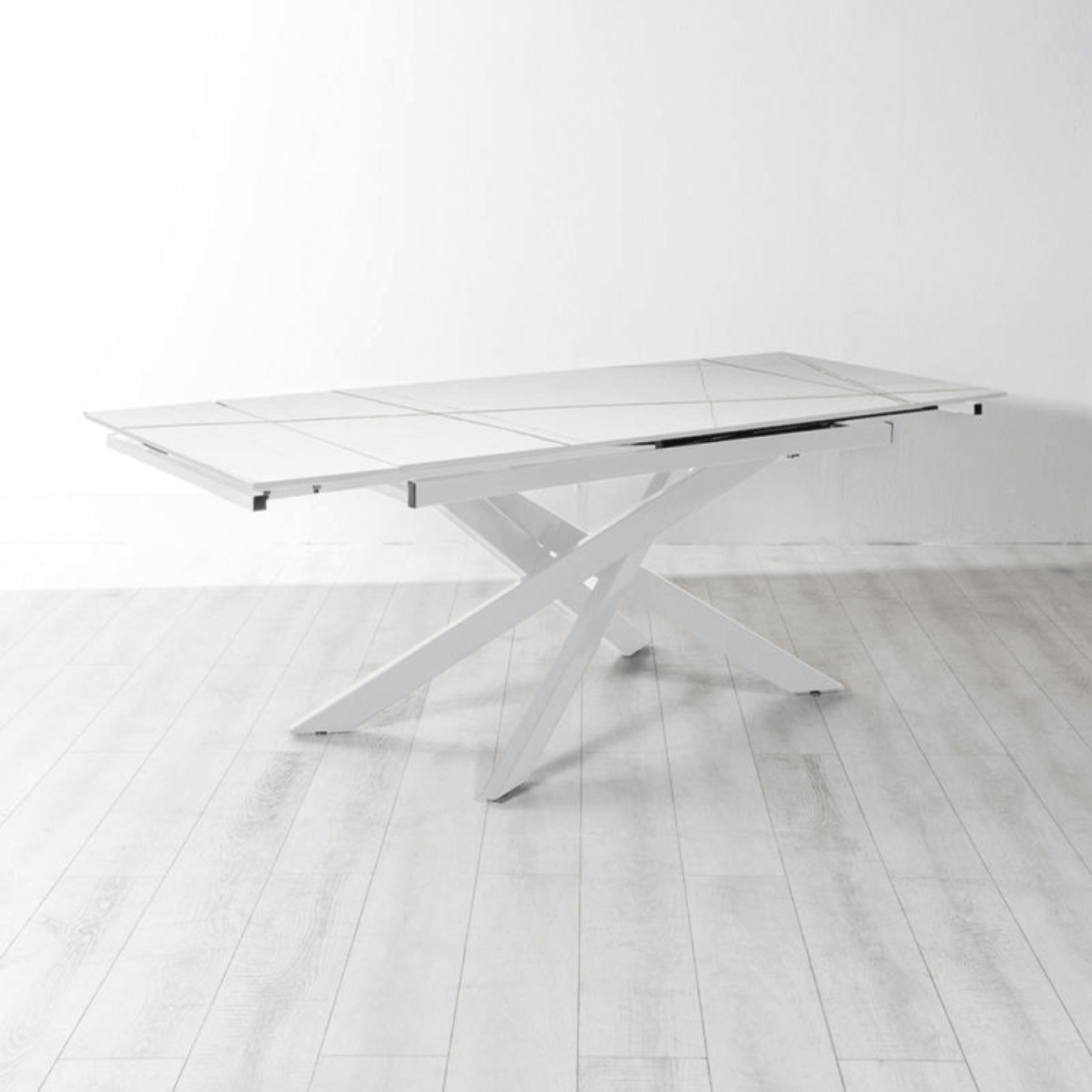 Extendable table with marble-effect ceramic top "Xavier" cm 140/200x80 76h