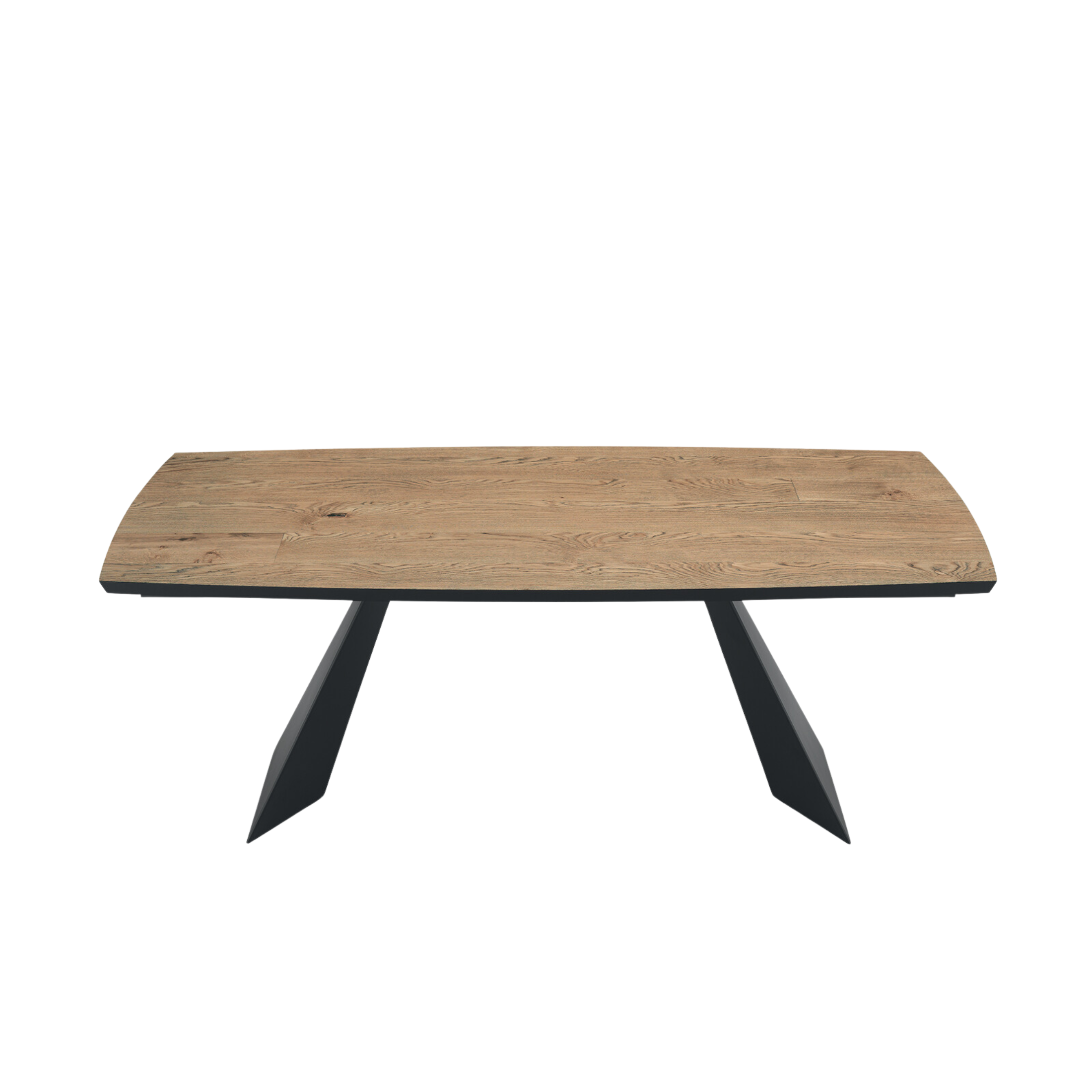 Modern extendable table "Nora" with metal base and oak top