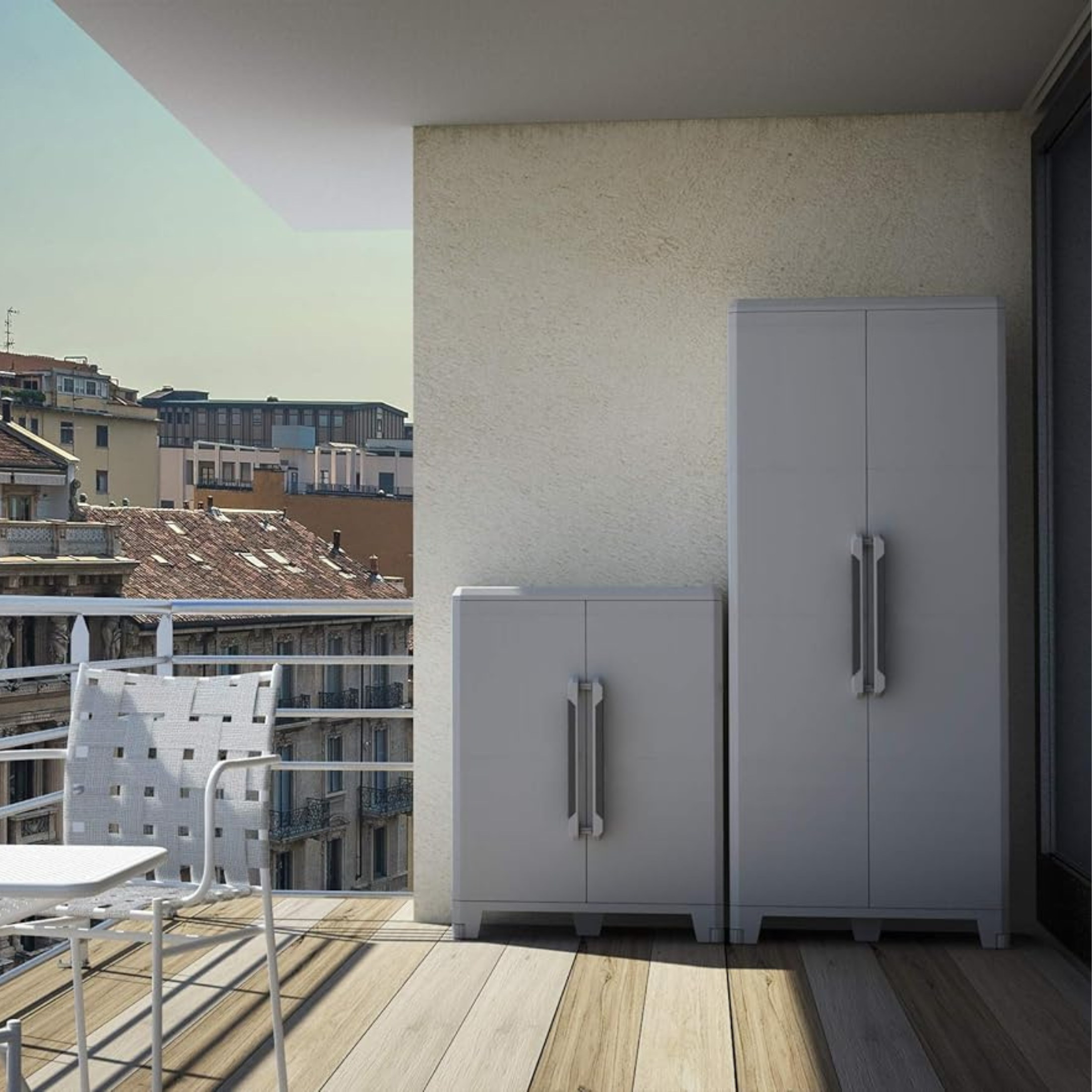 "Deva" 2-door storage cabinet in shockproof resin with shelves