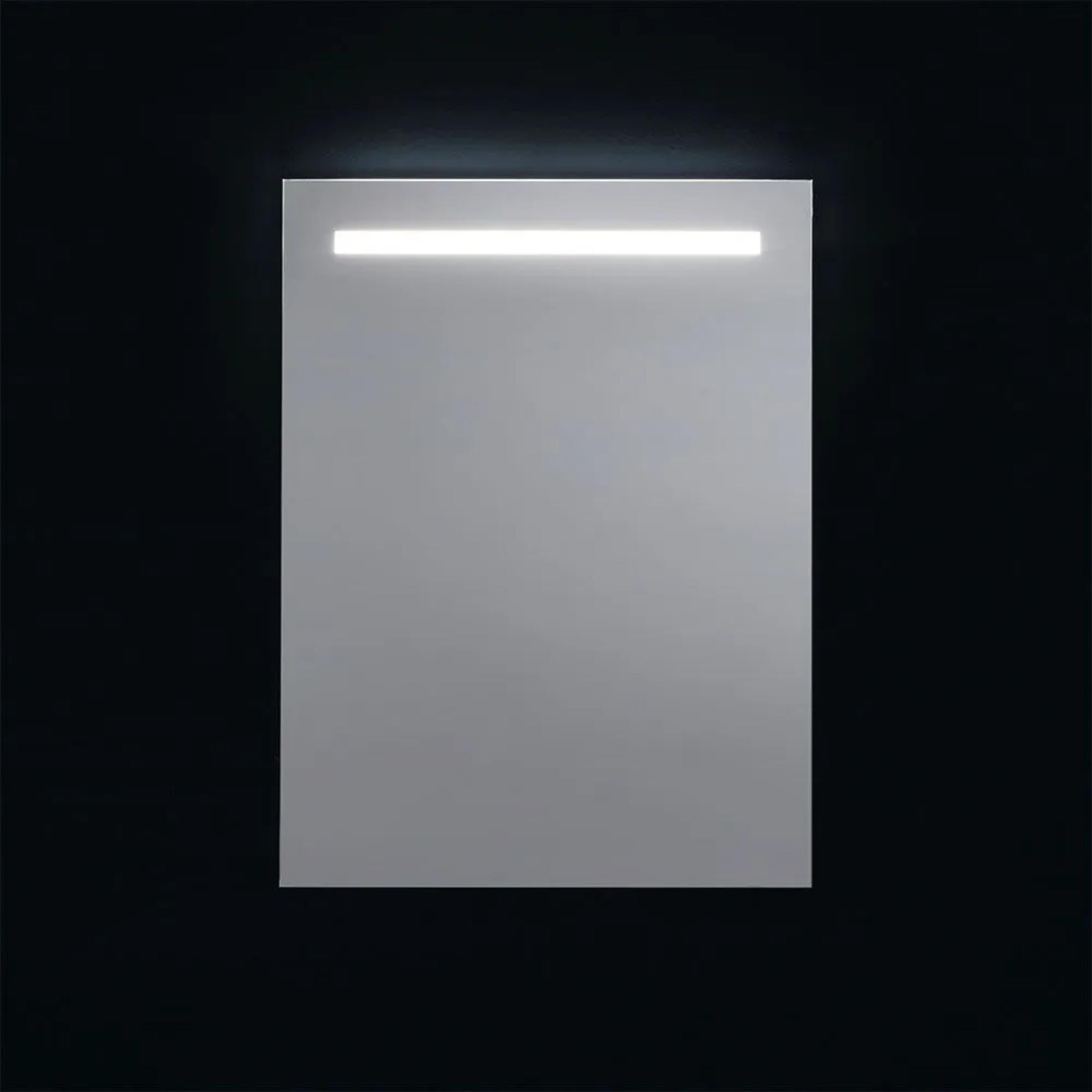 Rectangular mirror with "Valderico" LED strip and aluminum-like profiles