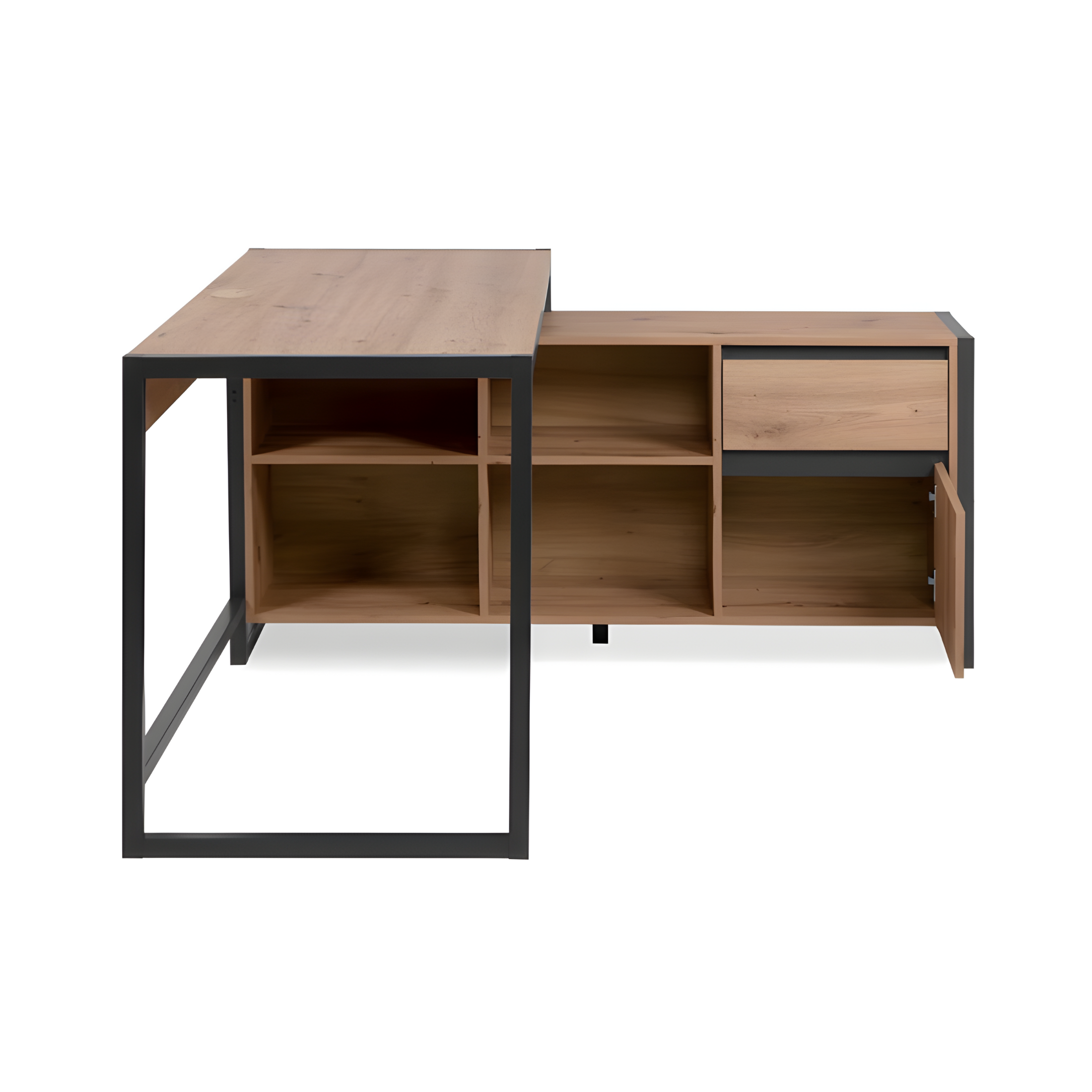Modern "Denver" corner desk, reversible, anthracite oak, 142x139 cm, 75h
