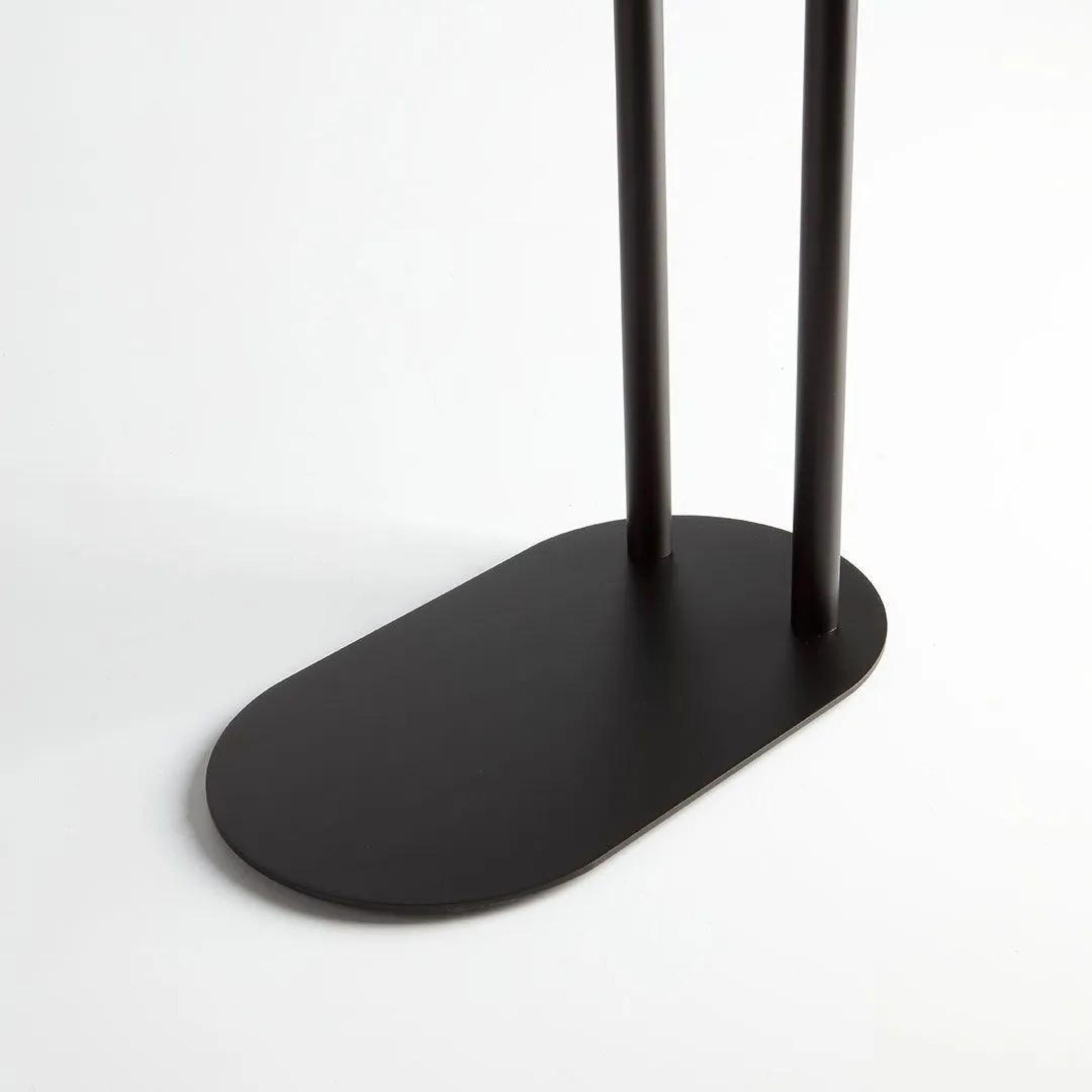 "Katrin" floor lamp with 2 towel holder arms in matt black metal