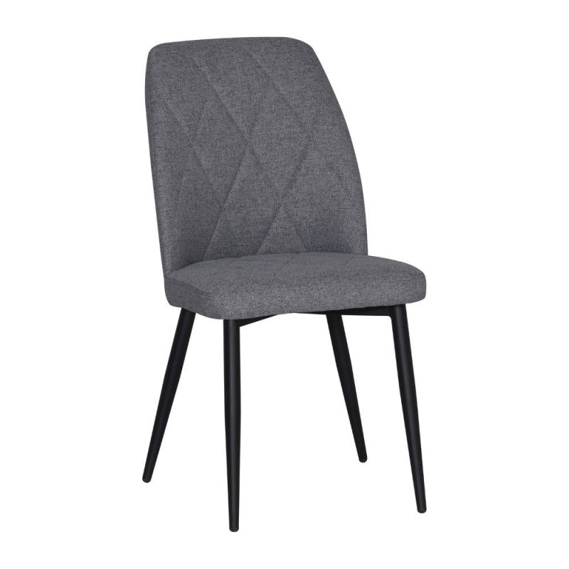 Set of "Vika" dining chairs upholstered in fabric with black metal legs, 48x58 cm, 90 cm high.
