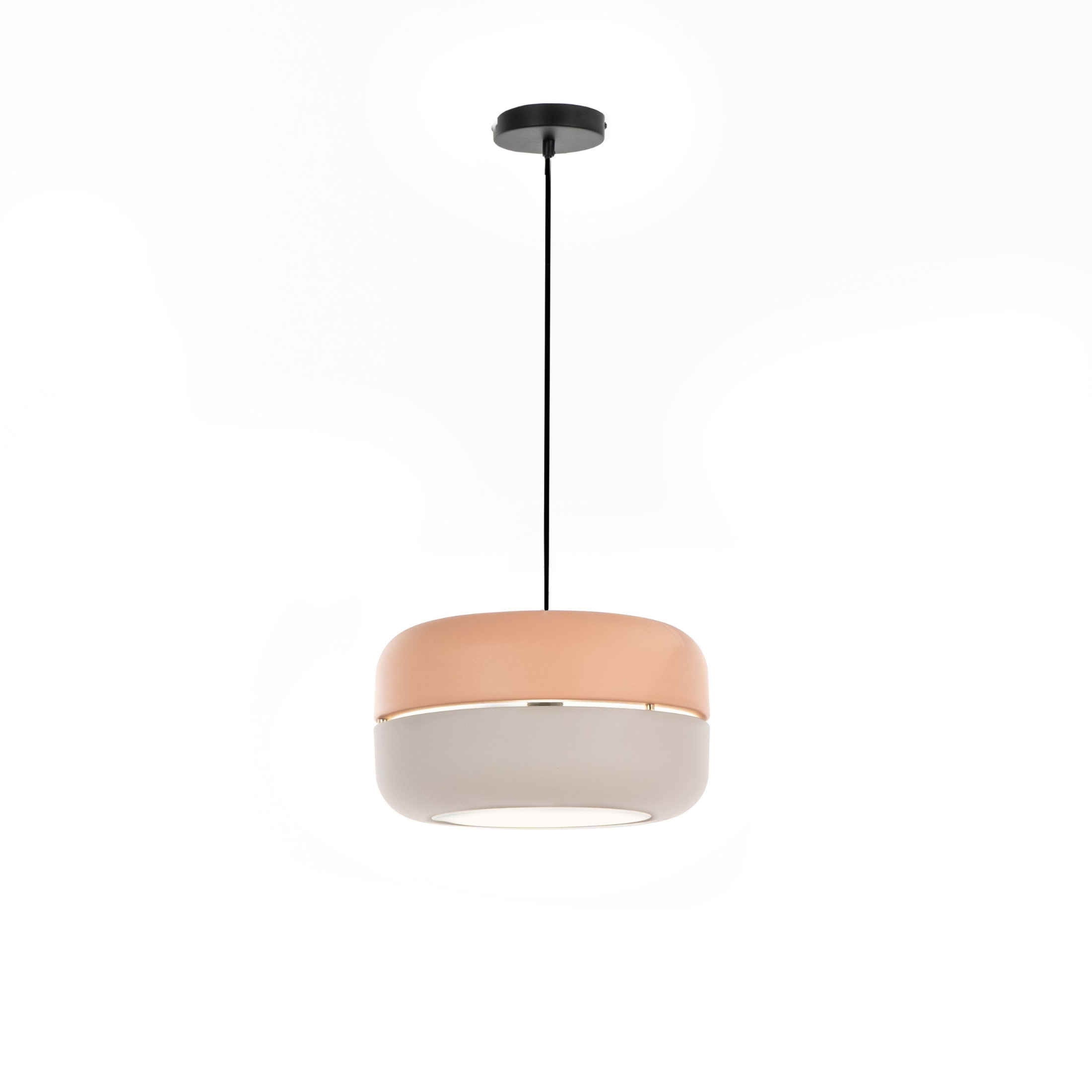 Metal lamp with "Spica" lampshade, floor, table and hanging