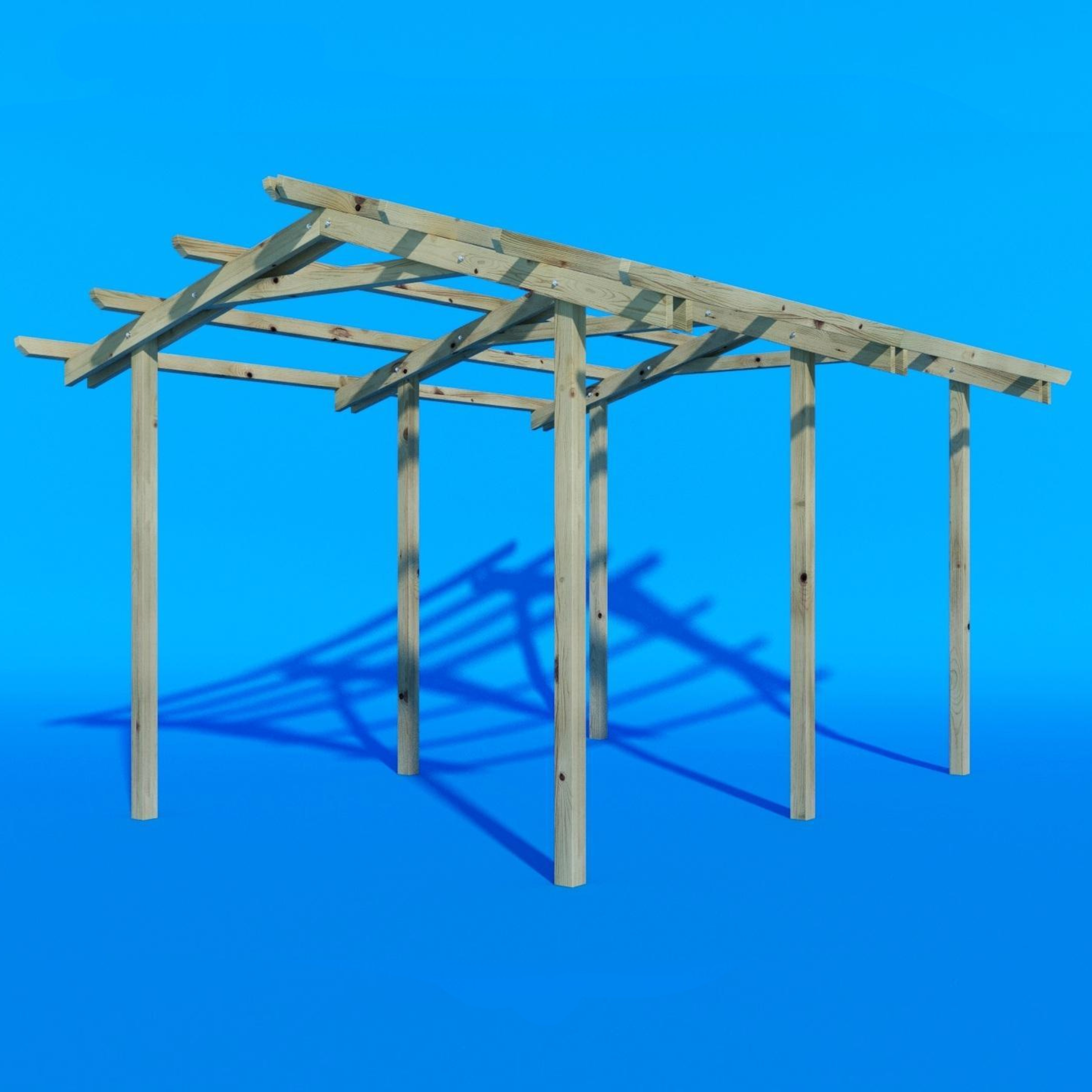 "Barchessa" carport in solid natural pine wood, 3.6 x 4.5 m, 2.5 h
