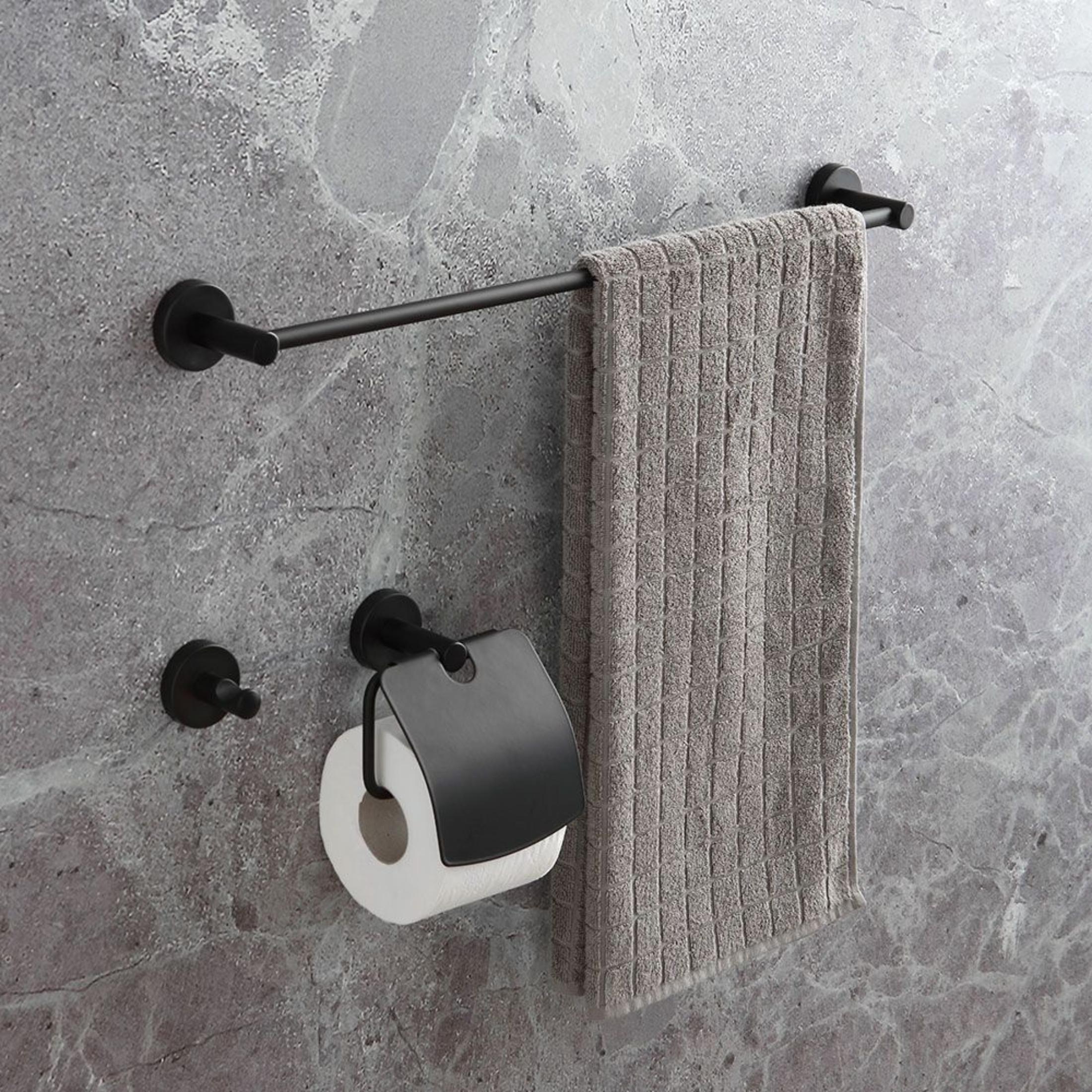 "Anneliese" 3-piece bathroom accessory set in matte black metal for the wall