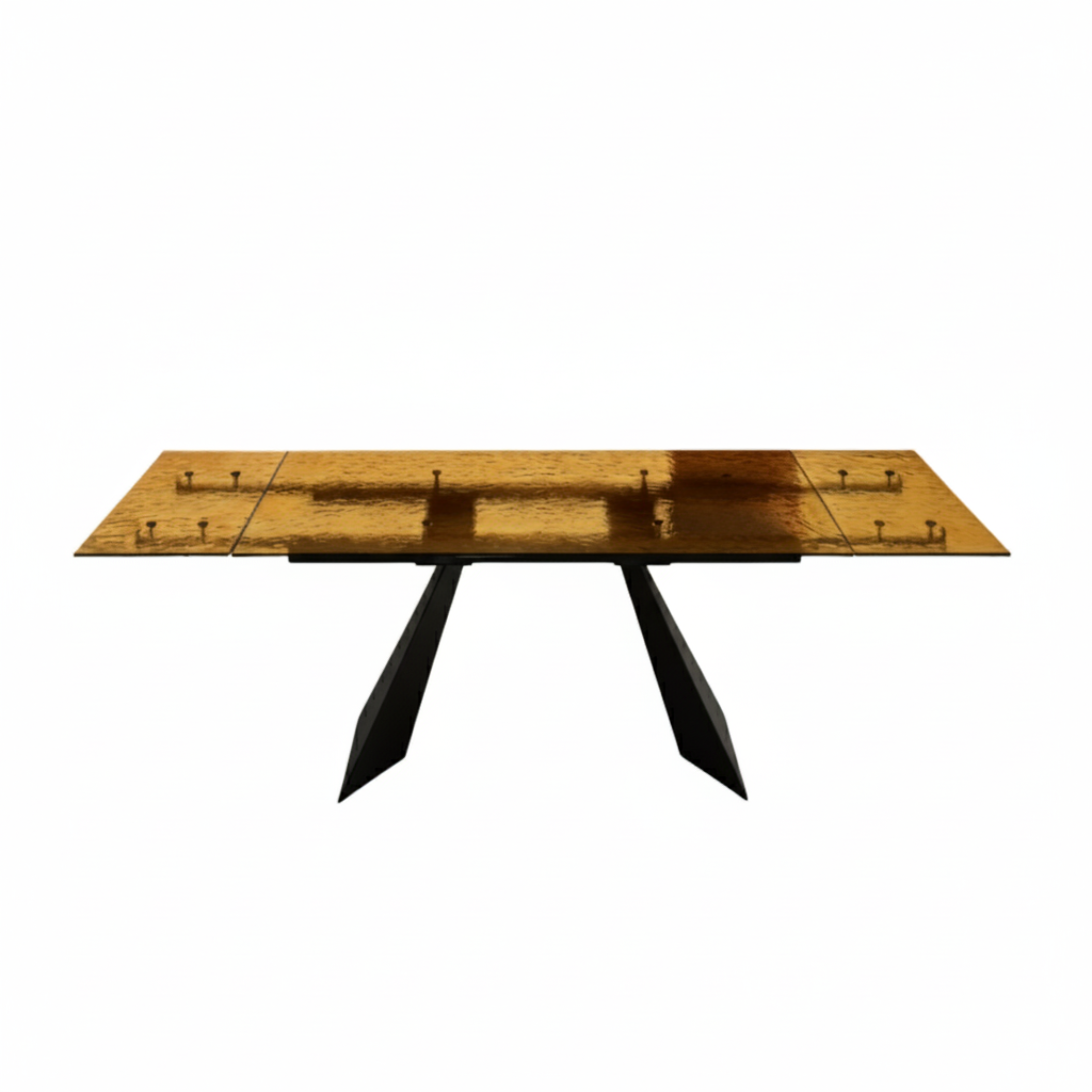 Extendable rectangular table "Walter" with transparent hammered glass top, 160/240x90 cm, 75 cm high