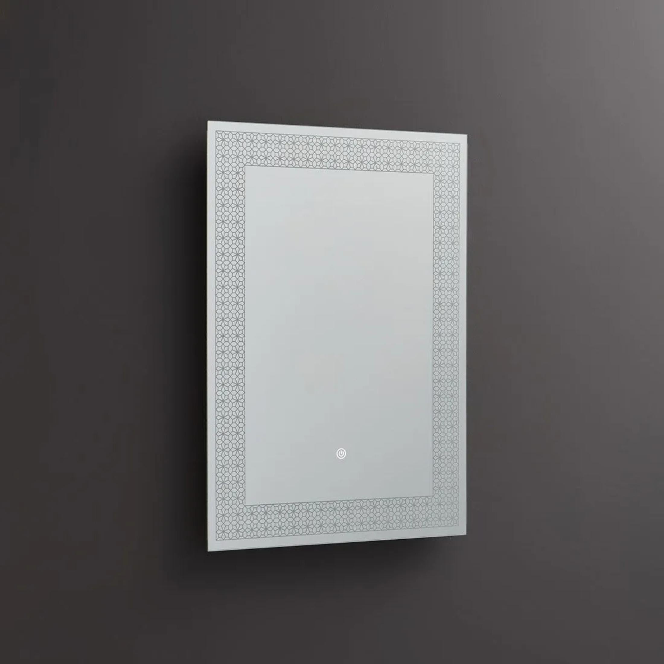 Rectangular LED mirror "Fresno" with illuminated decorated frame, 50x70 cm