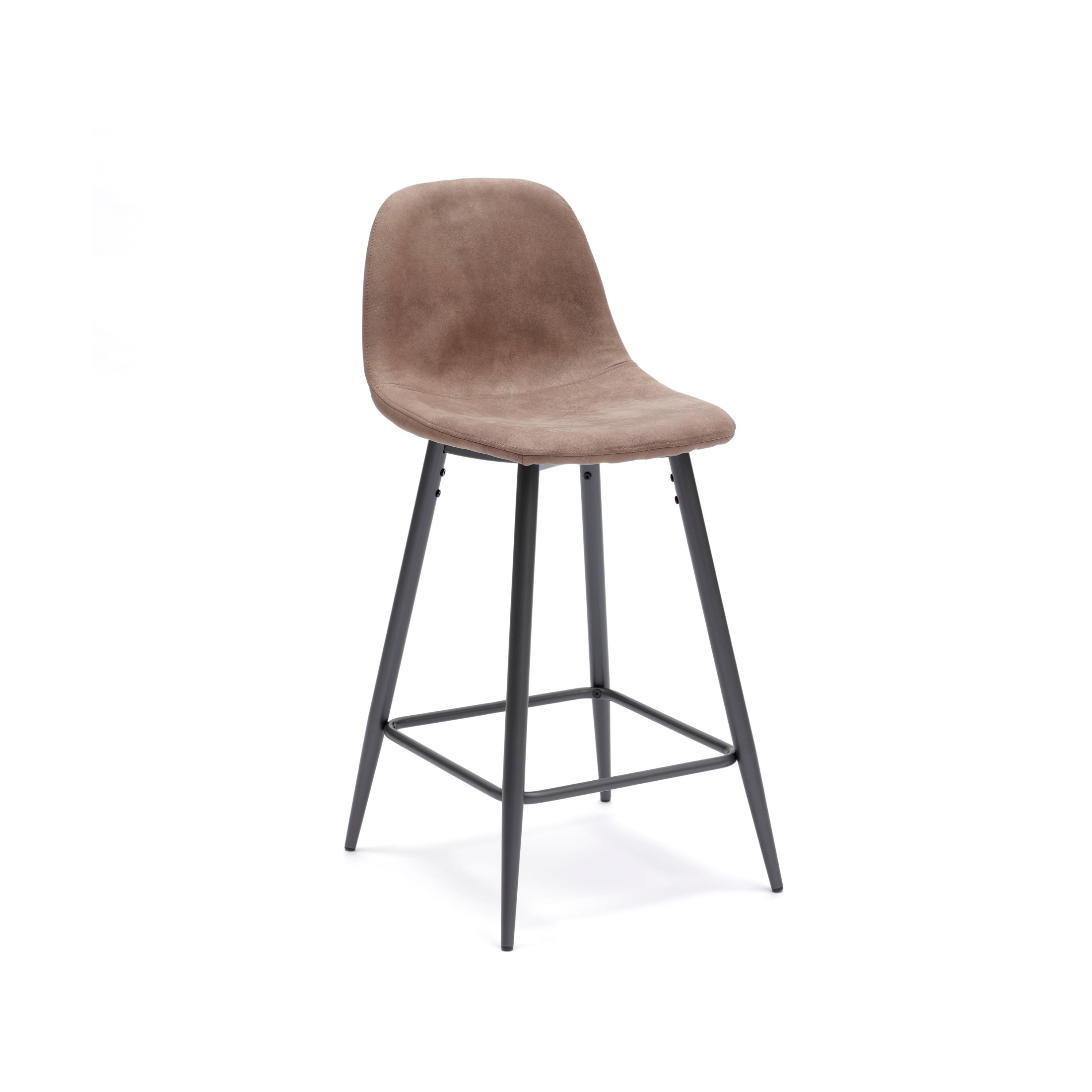 Set of high padded stools "Brig" in imitation leather with footrest cm 50x44 84h