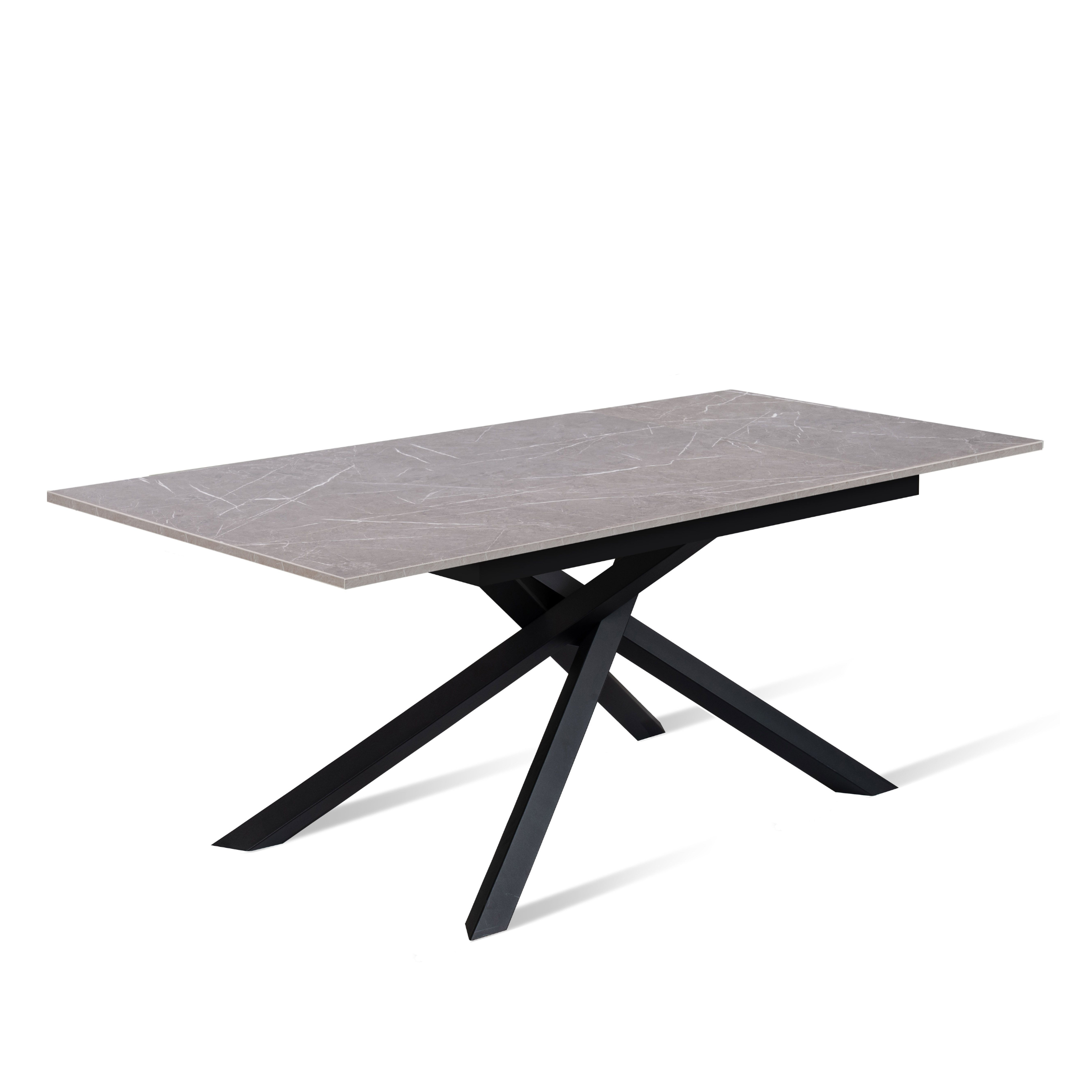 Mesa extensible moderna "Atene" con tablero de melamina y patas de metal pintado