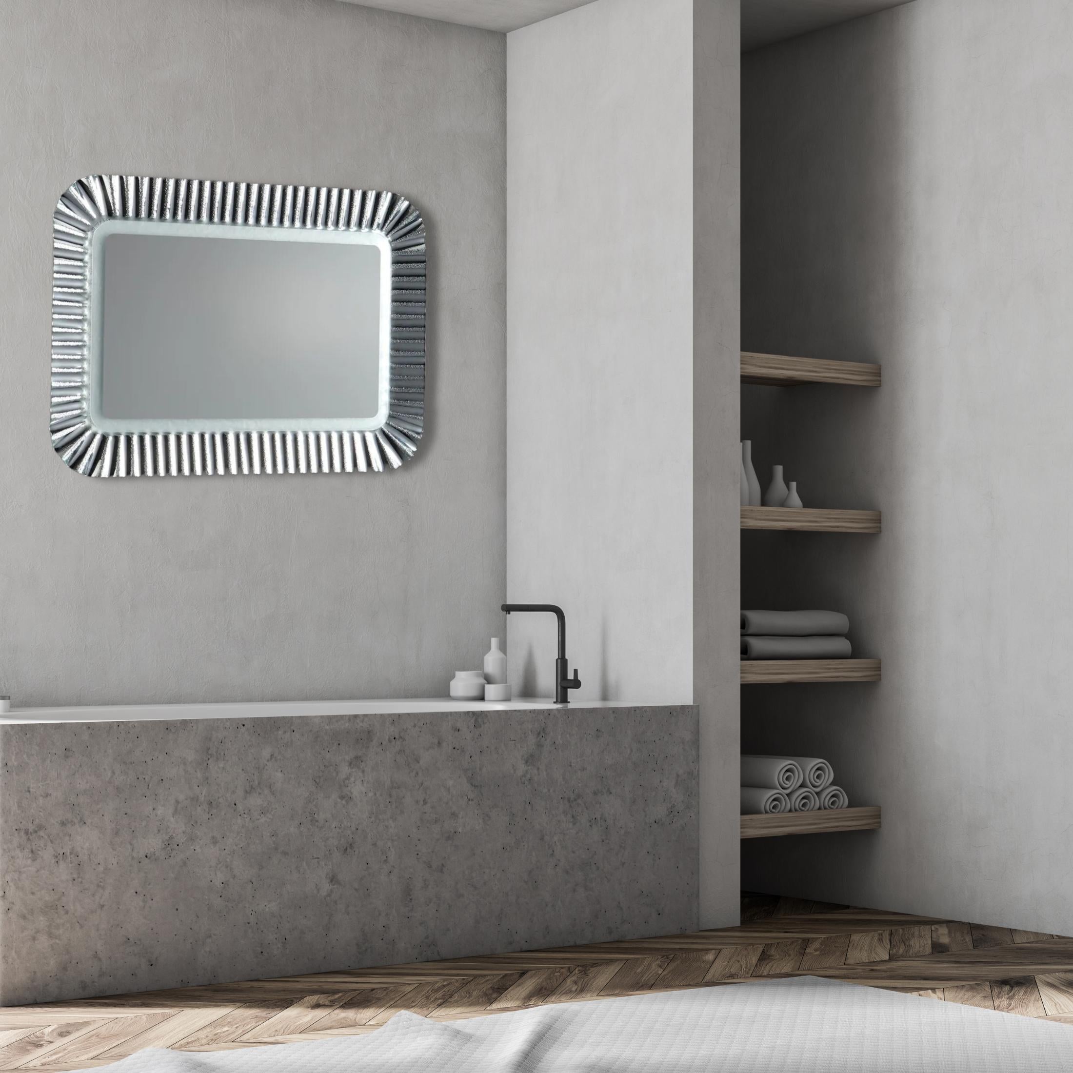 Rectangular LED mirror "Redding" with reversible fused glass frame 94x68 cm