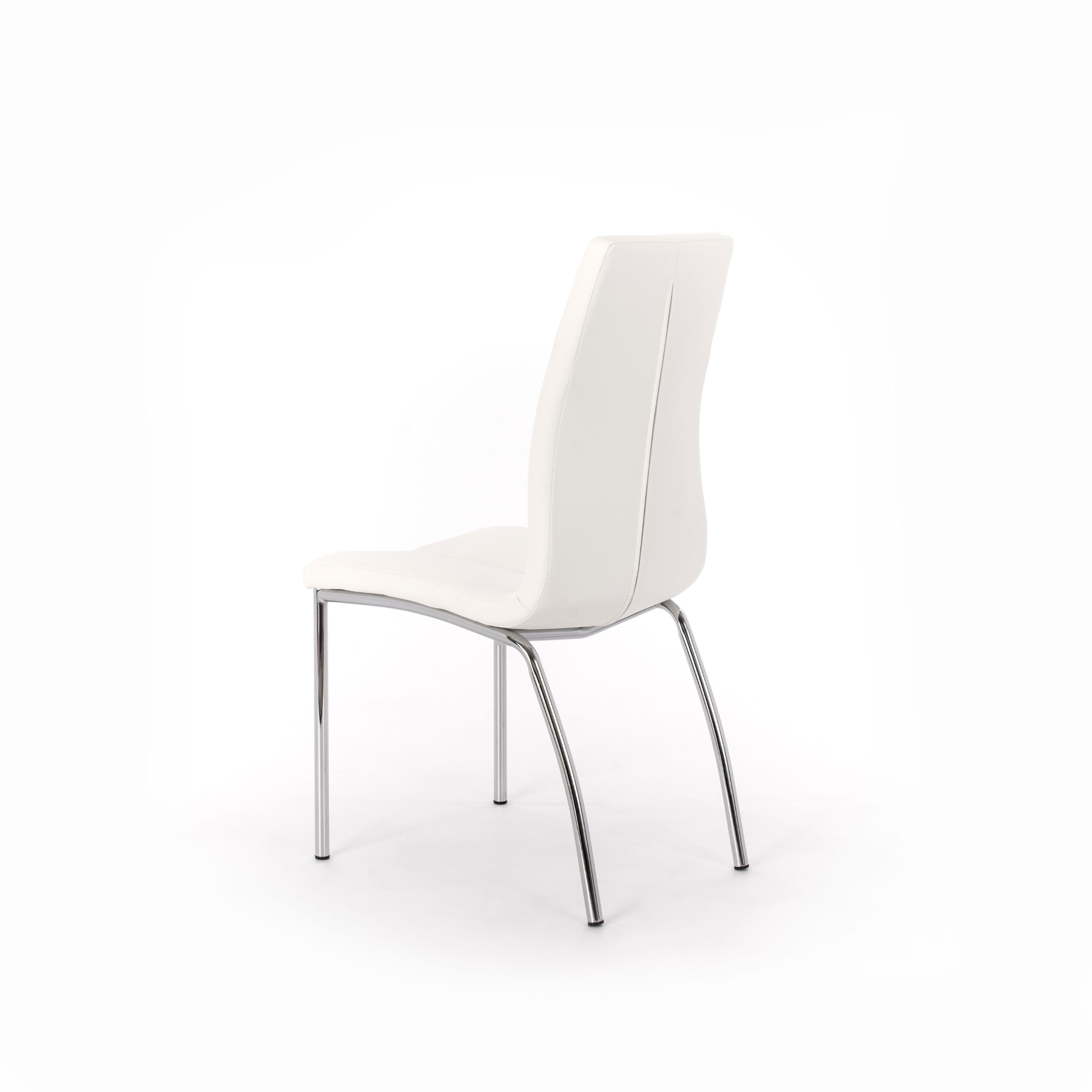 Set of modern "Pilea" upholstered chairs in faux leather with metal legs, 44x43 cm, 92 cm high.
