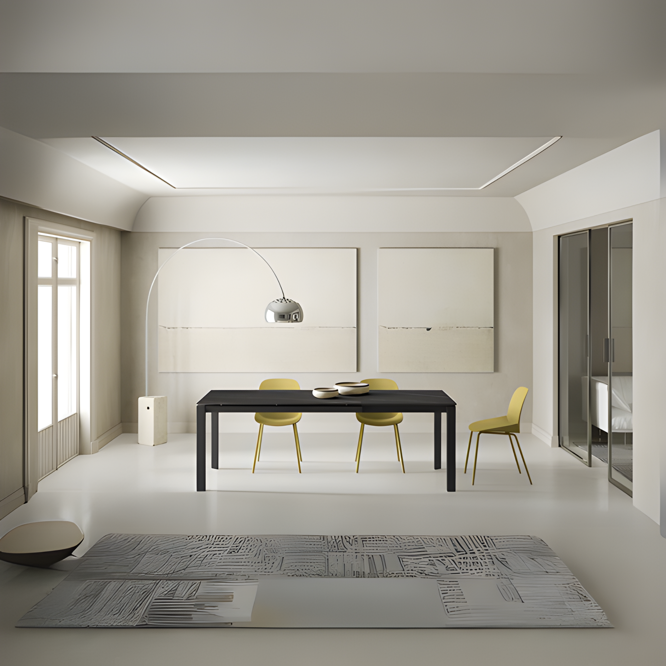 Modern extendable table "Filo 24" ceramic top aluminum legs cm 140/220x90 75h