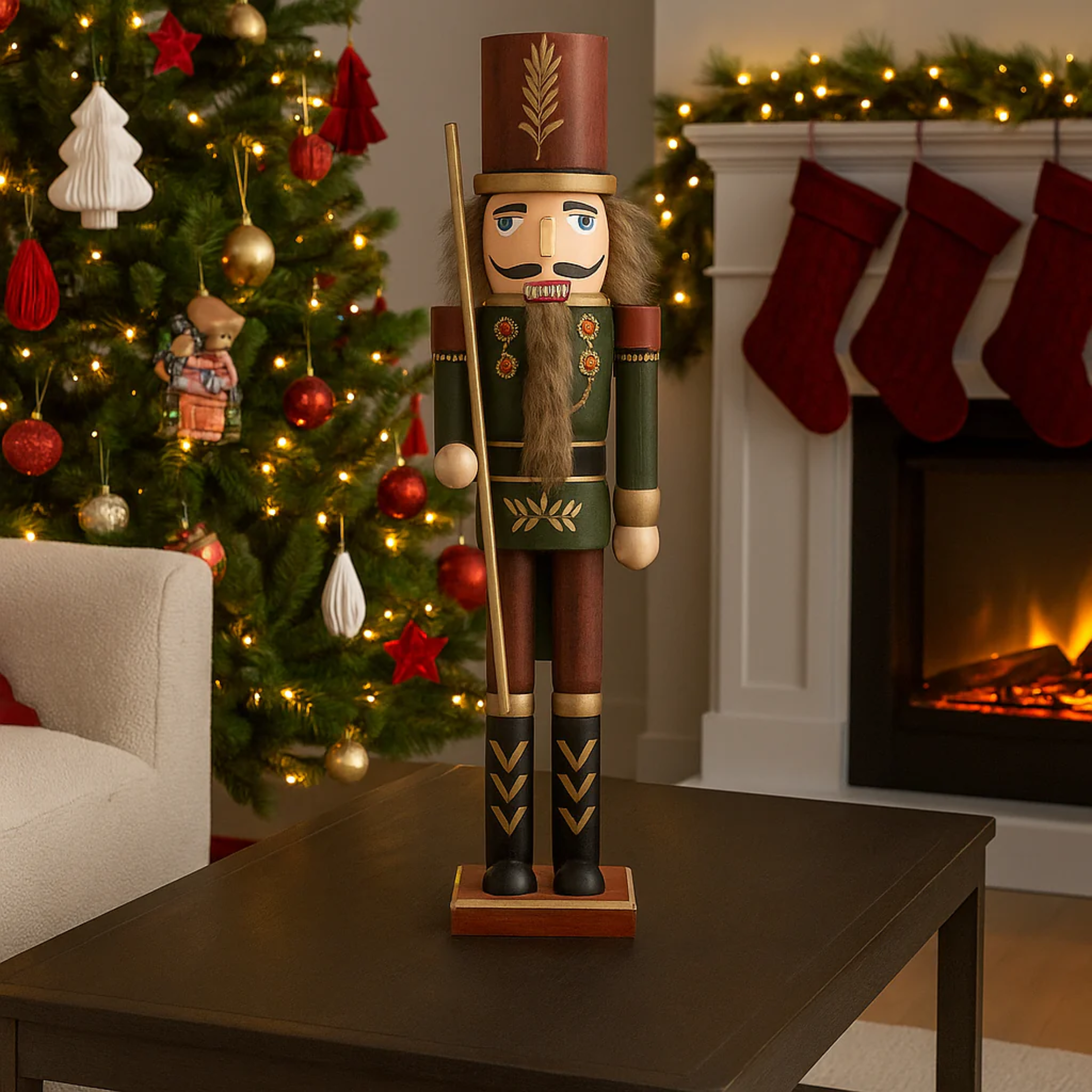 Christmas Nutcracker Soldier with Red and Green Outfit for Christmas Decorations