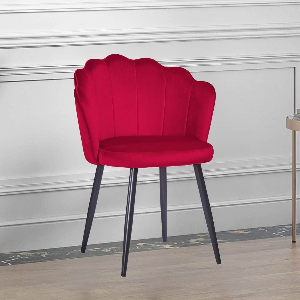 Set of "Omni" dining chairs upholstered in velvet with black metal legs cm 65x58 80h