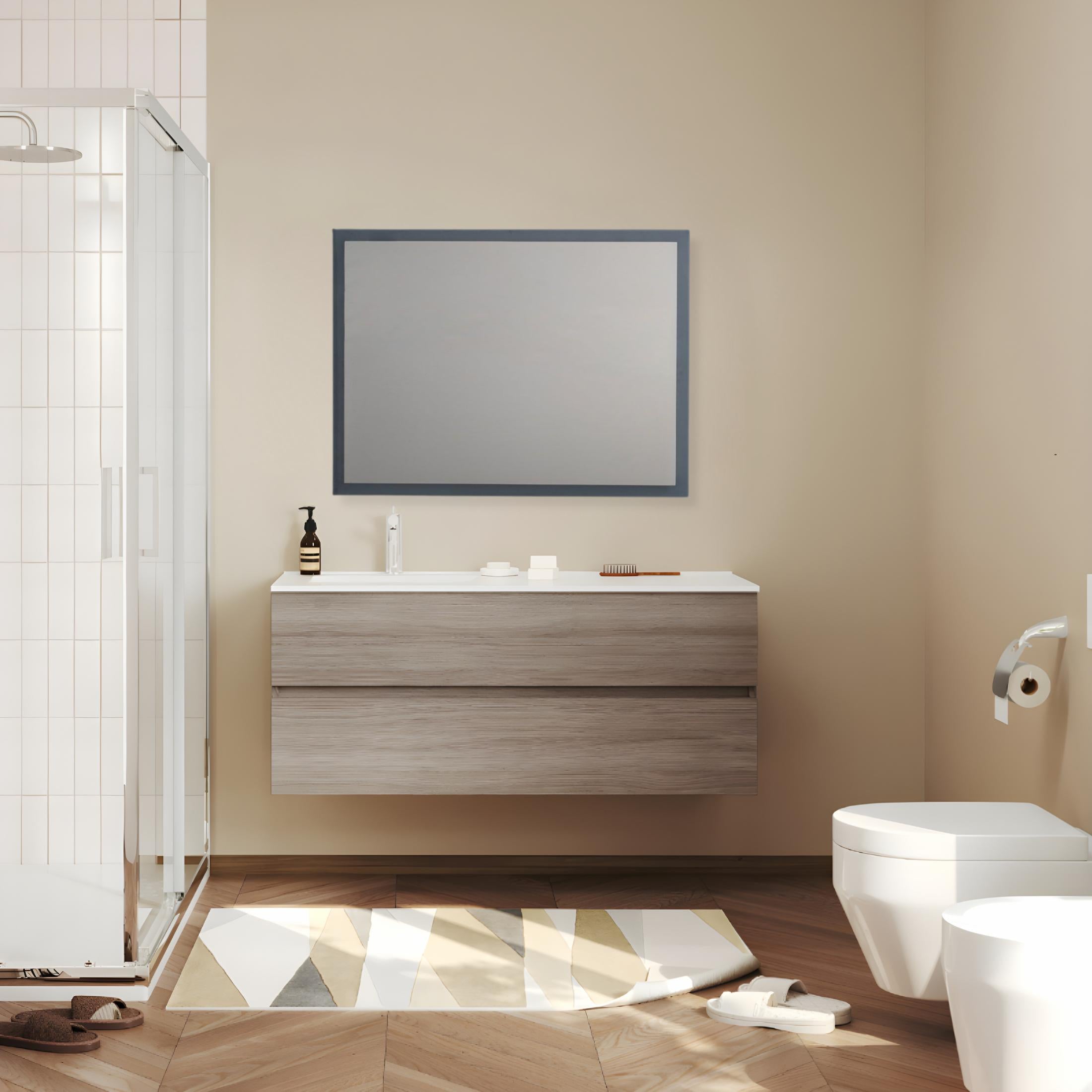 Reversible rectangular "Bend" LED framed mirror, 80x60 cm