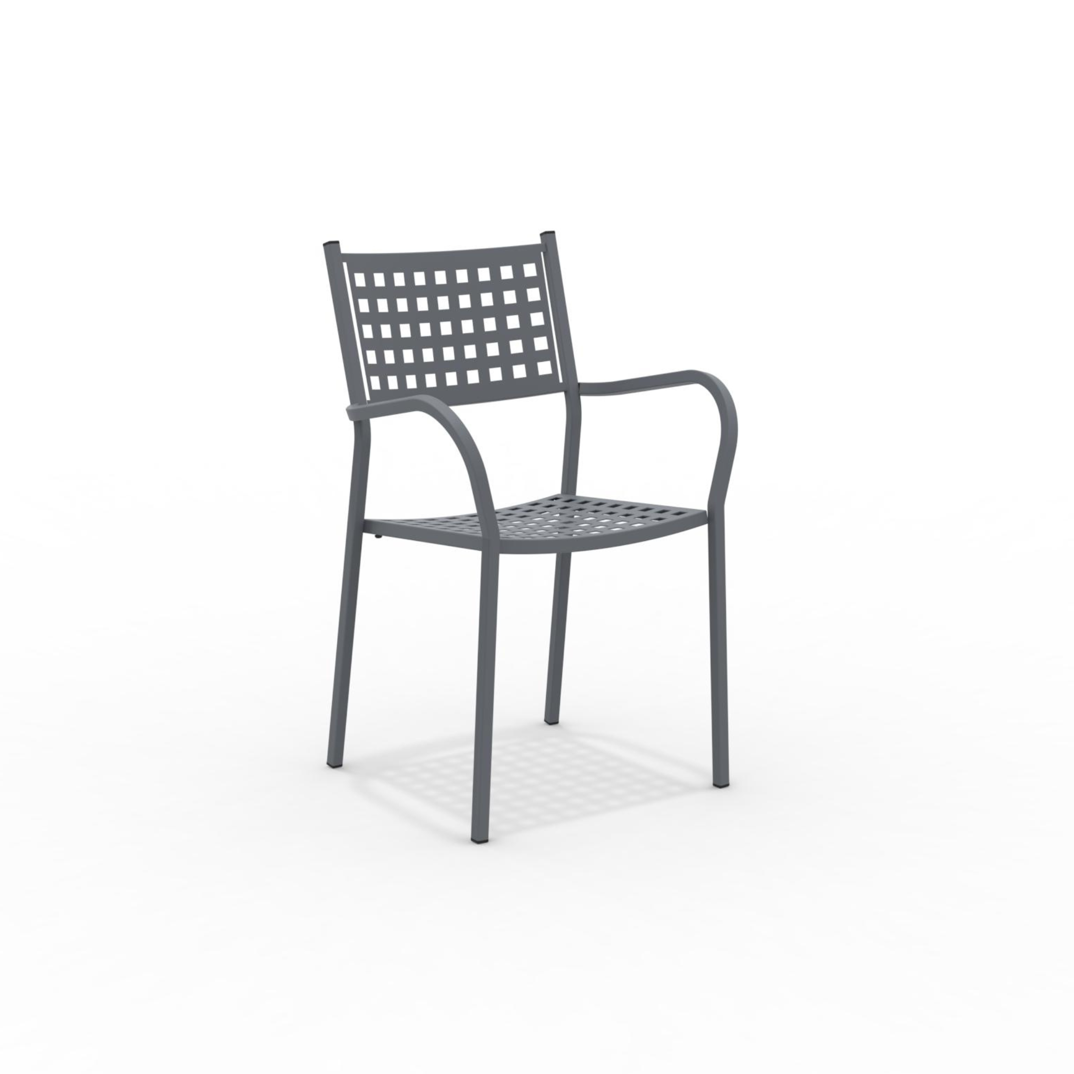 Set of "Alice" metal garden chairs with armrests, stackable, 53x53 cm, 85 cm high.