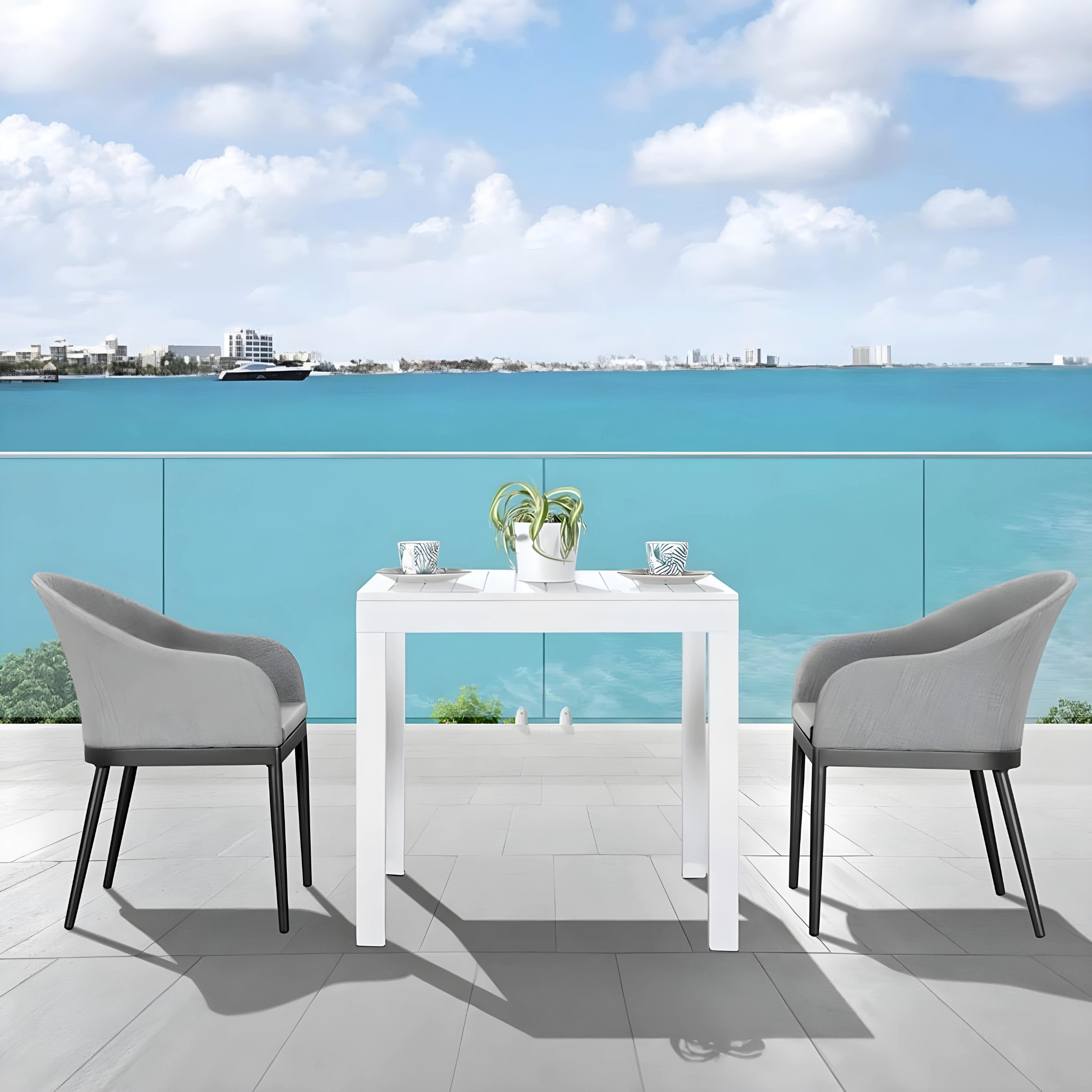 "Bali" resin garden table with wood-effect slats, 78x78 cm, 72 cm high