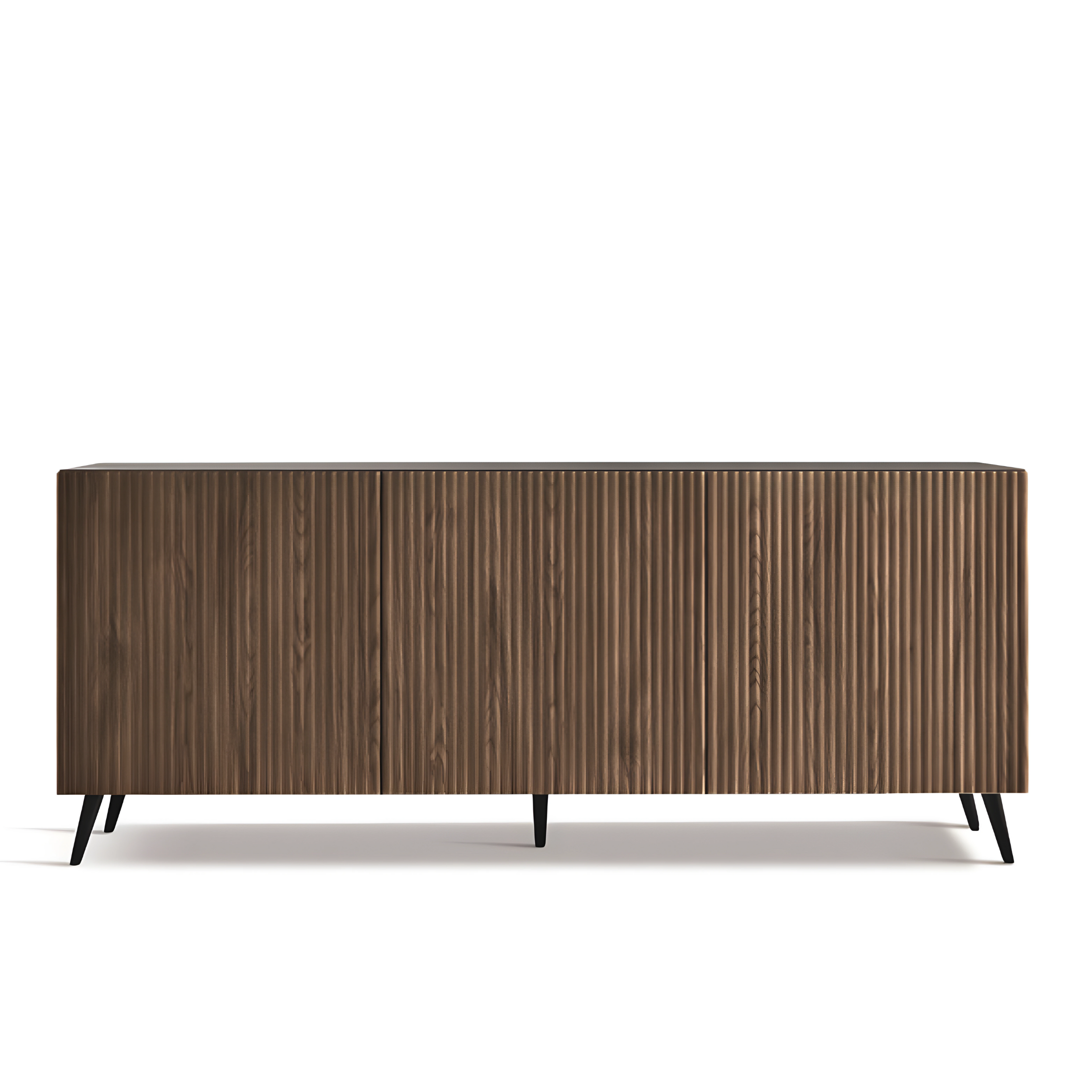 Modern sideboard "Marina" ready assembled, 3 doors in lacquered wood with 2 feet, 180x50 cm, 80h