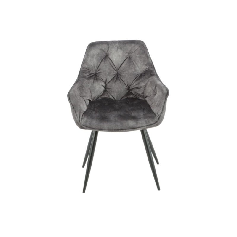 Set of "Senna" dining chairs upholstered in velvet with black metal legs, 59x60 cm, 86h