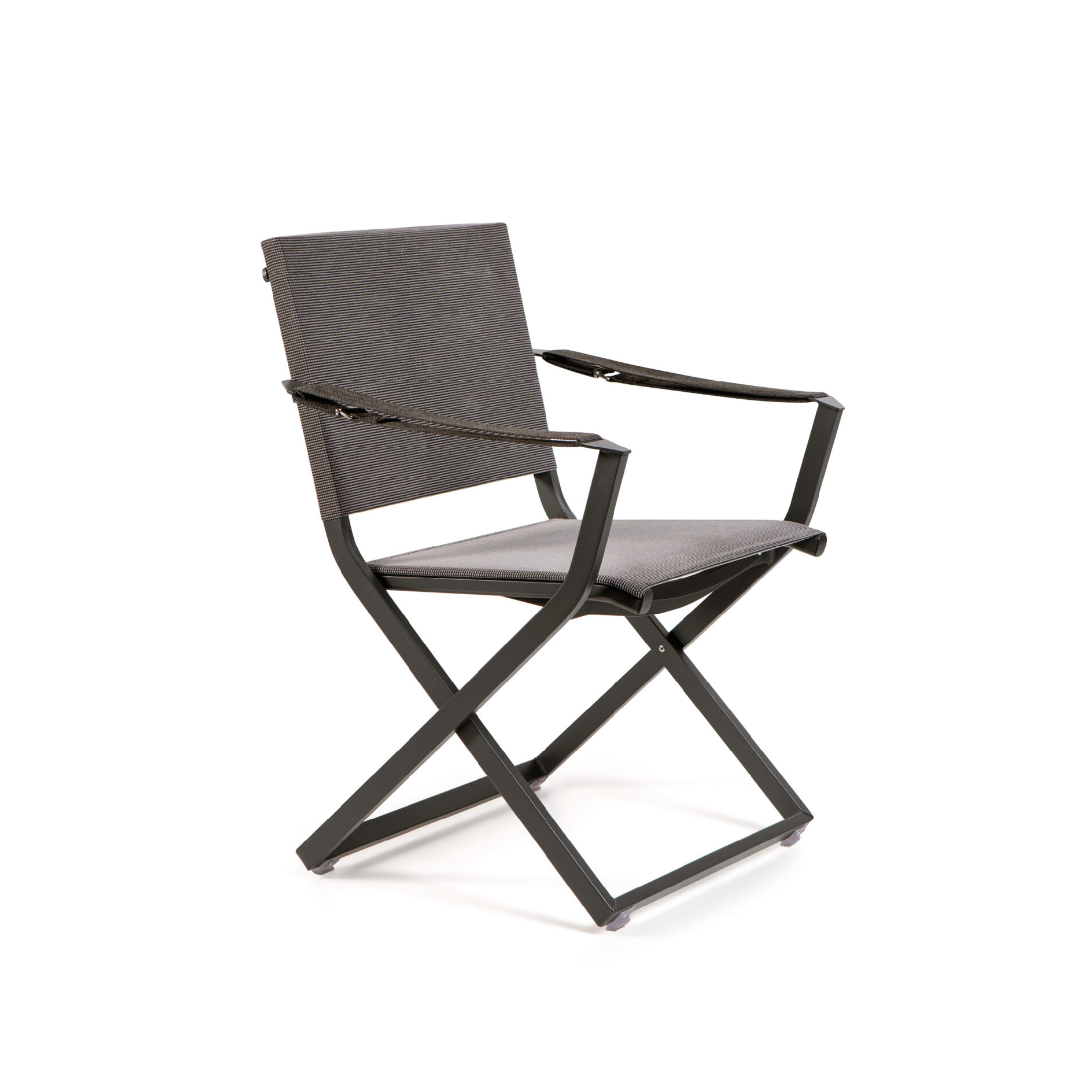 Set of "Fellini" folding garden chairs with fabric backrest and seat
