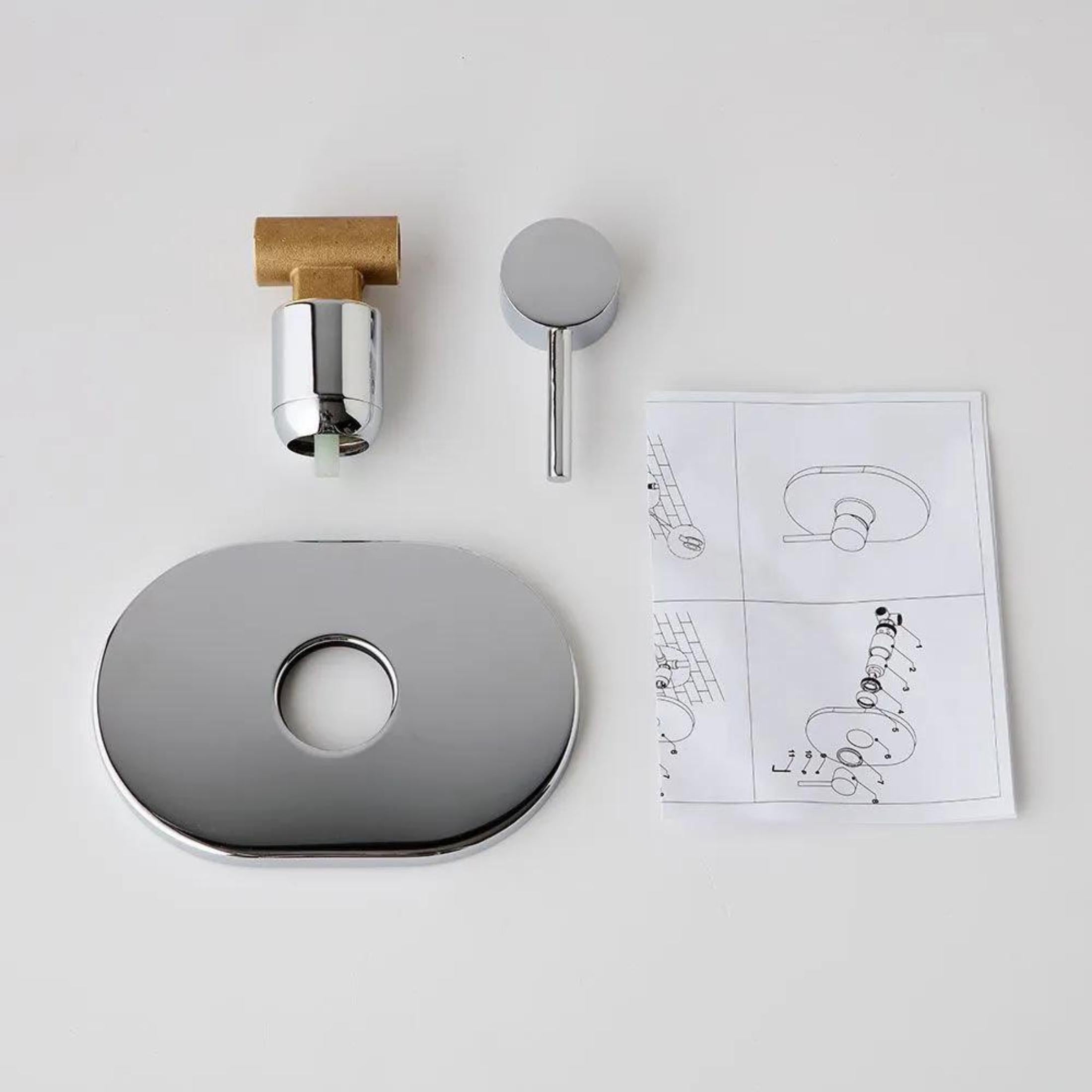 "Zindra" wall-mounted built-in shower mixer in chromed brass