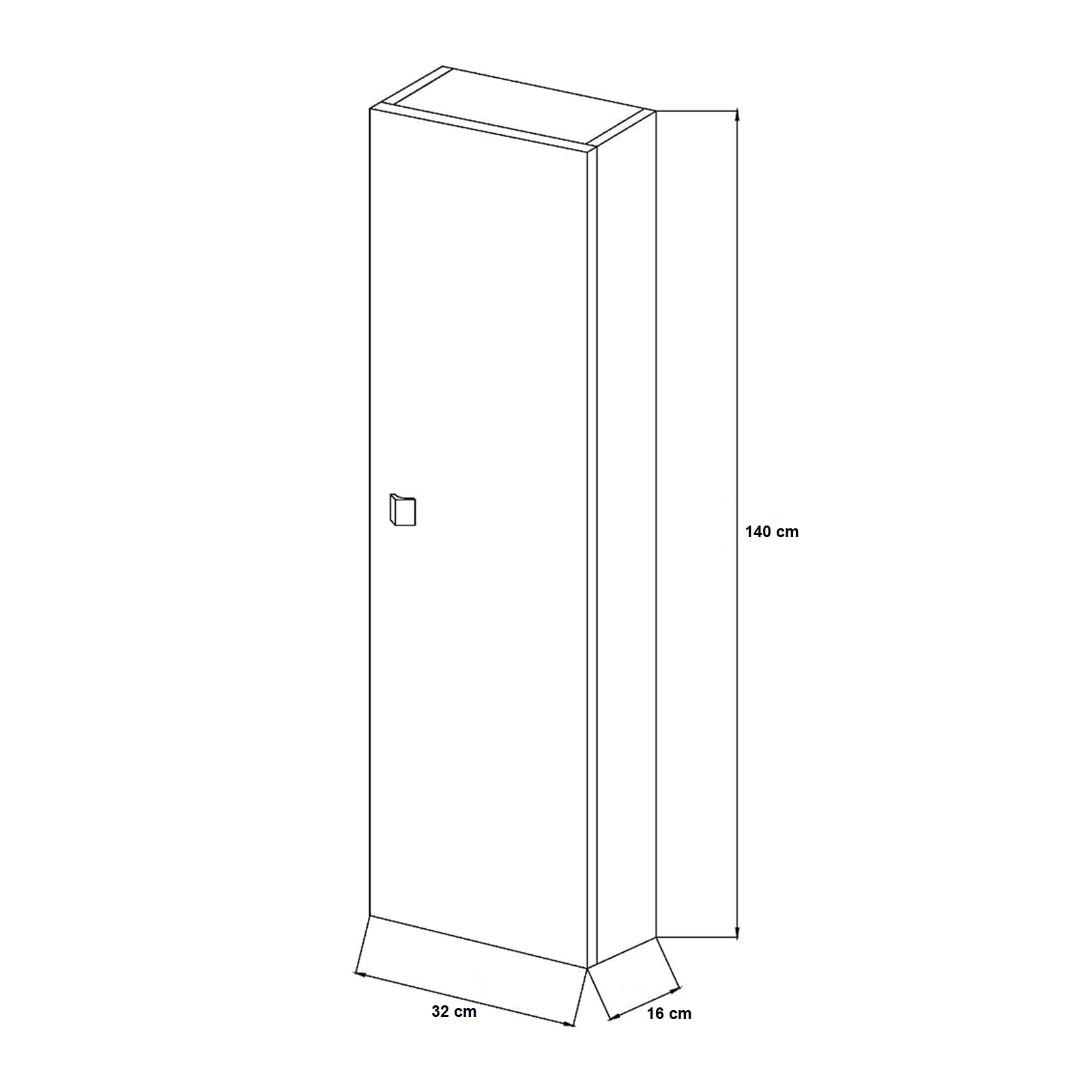 "Emma" suspended bathroom column unit with 1 door in white lacquered chipboard, 32x16 cm, 140 cm high