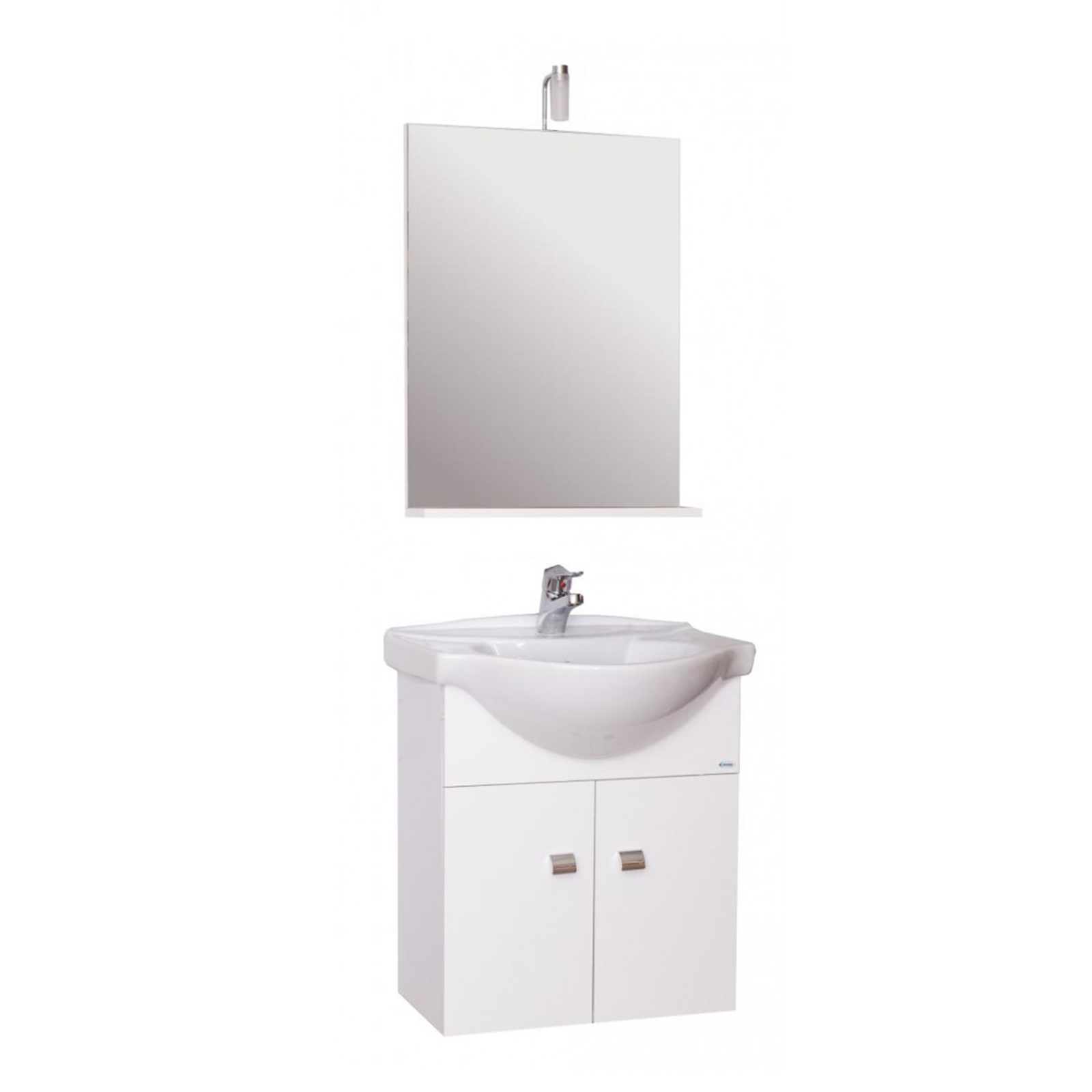 "Emma" bathroom cabinet in chipboard with sink, mirror and light cm 58x43 64h