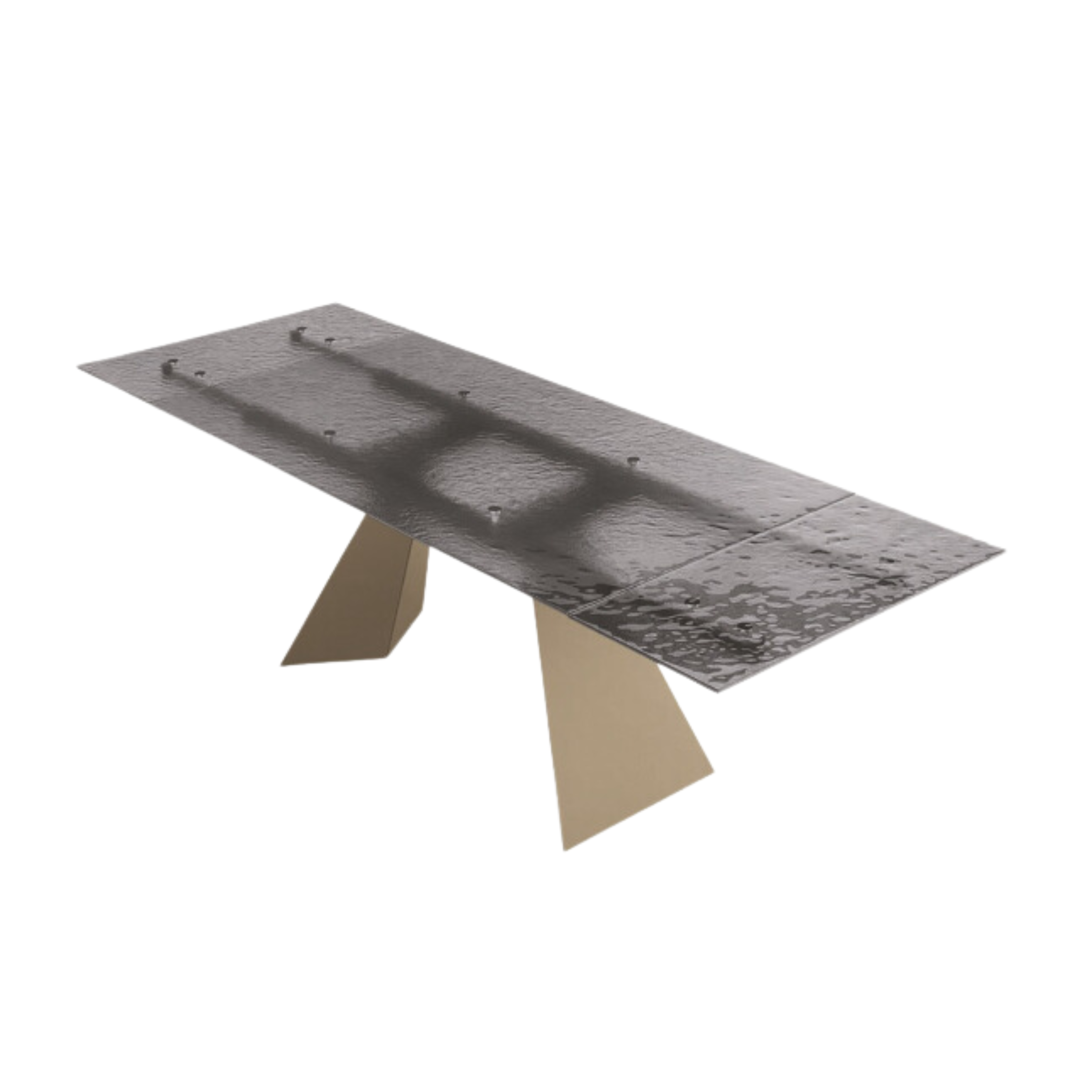 "Rubino" extendable dining table with hammered glass top