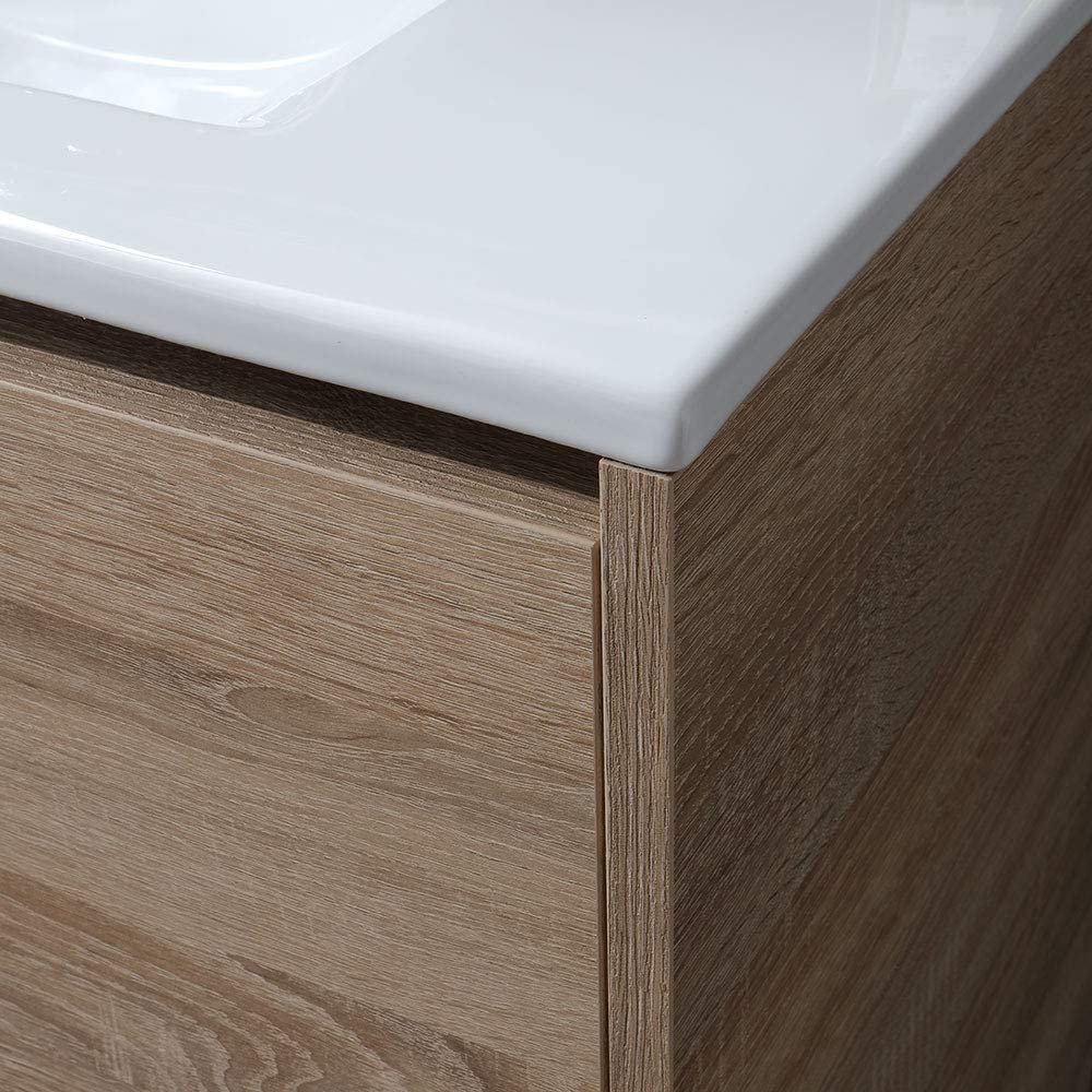 "Lisbona" bathroom vanity unit in chipboard with LED mirror, 80x46 cm, 75 cm high