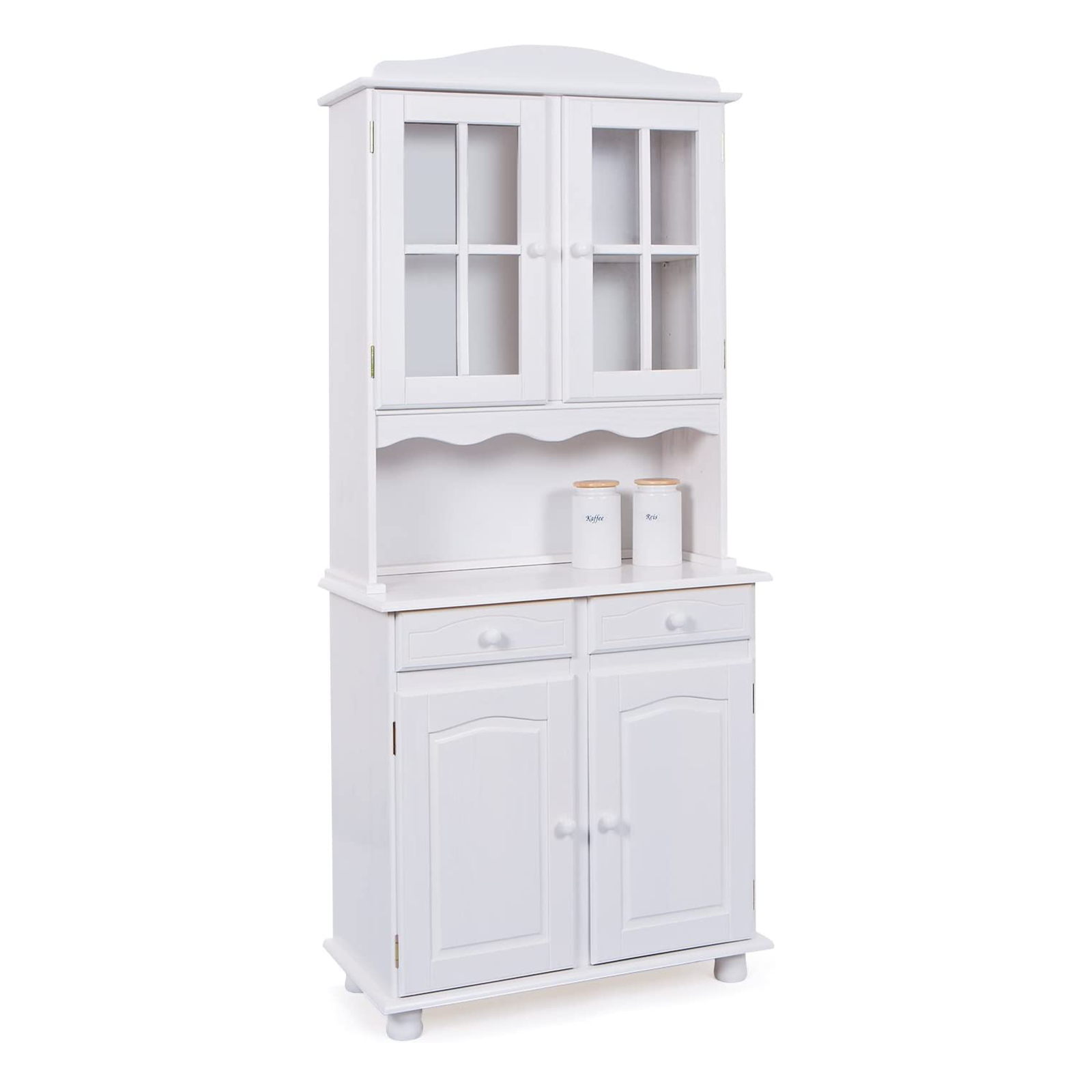 "Valencia" sideboard in solid white grained wood with open compartment h 198 cm
