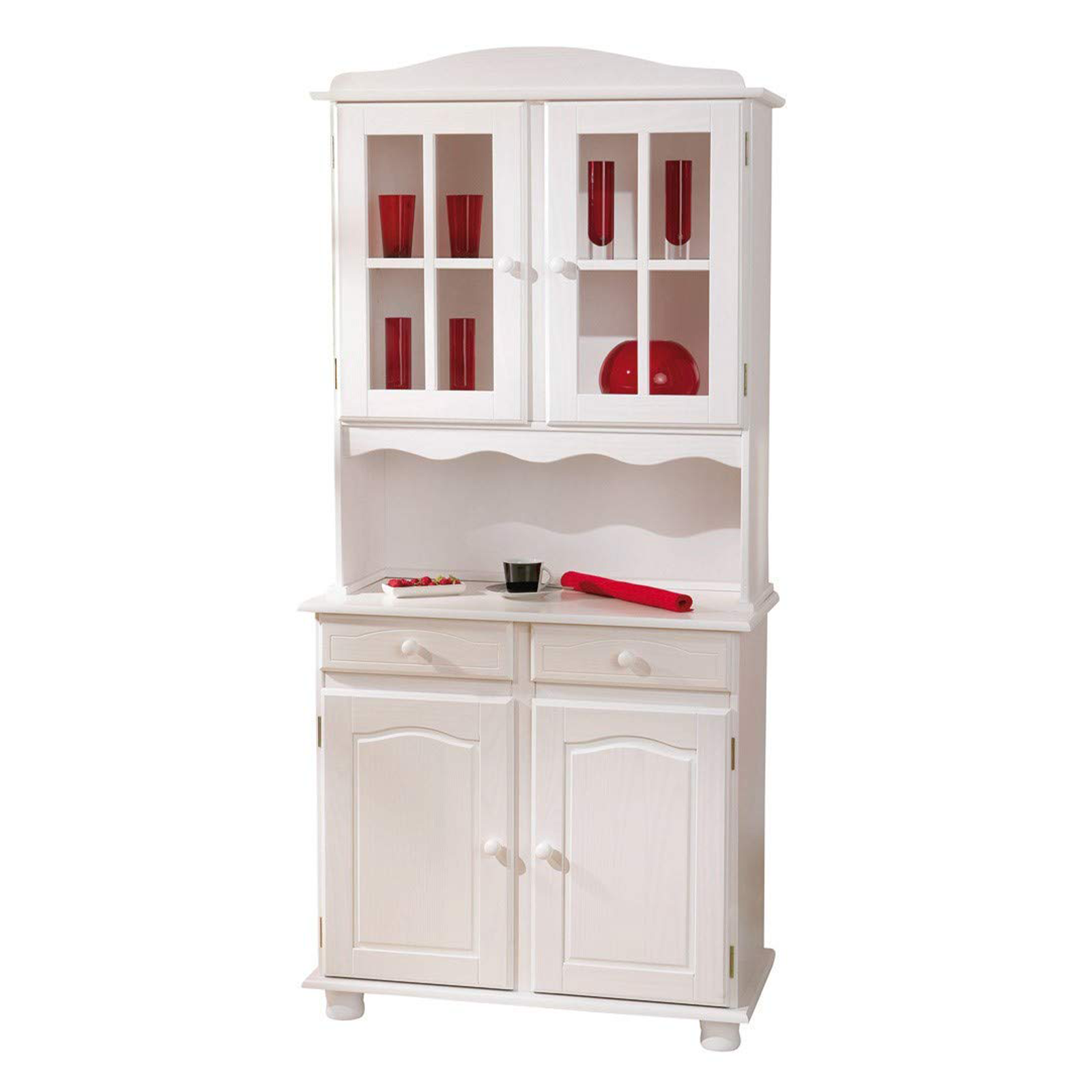 "Valencia" sideboard in solid white grained wood with open compartment h 198 cm