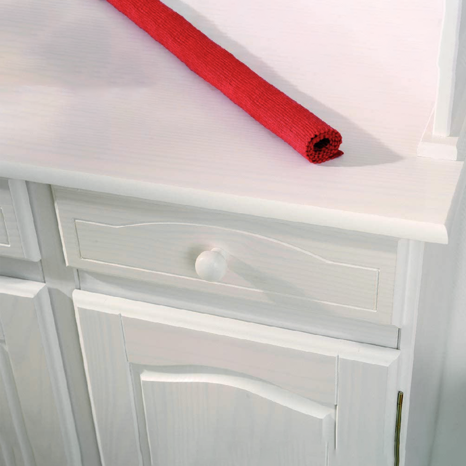 "Valencia" sideboard in solid white grained wood with open compartment h 198 cm