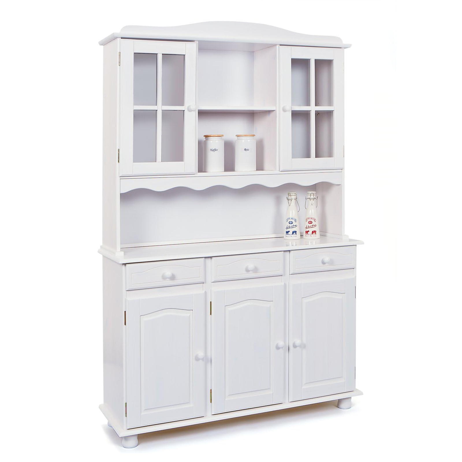 "Valencia" sideboard in solid white grained wood with open compartment h 198 cm