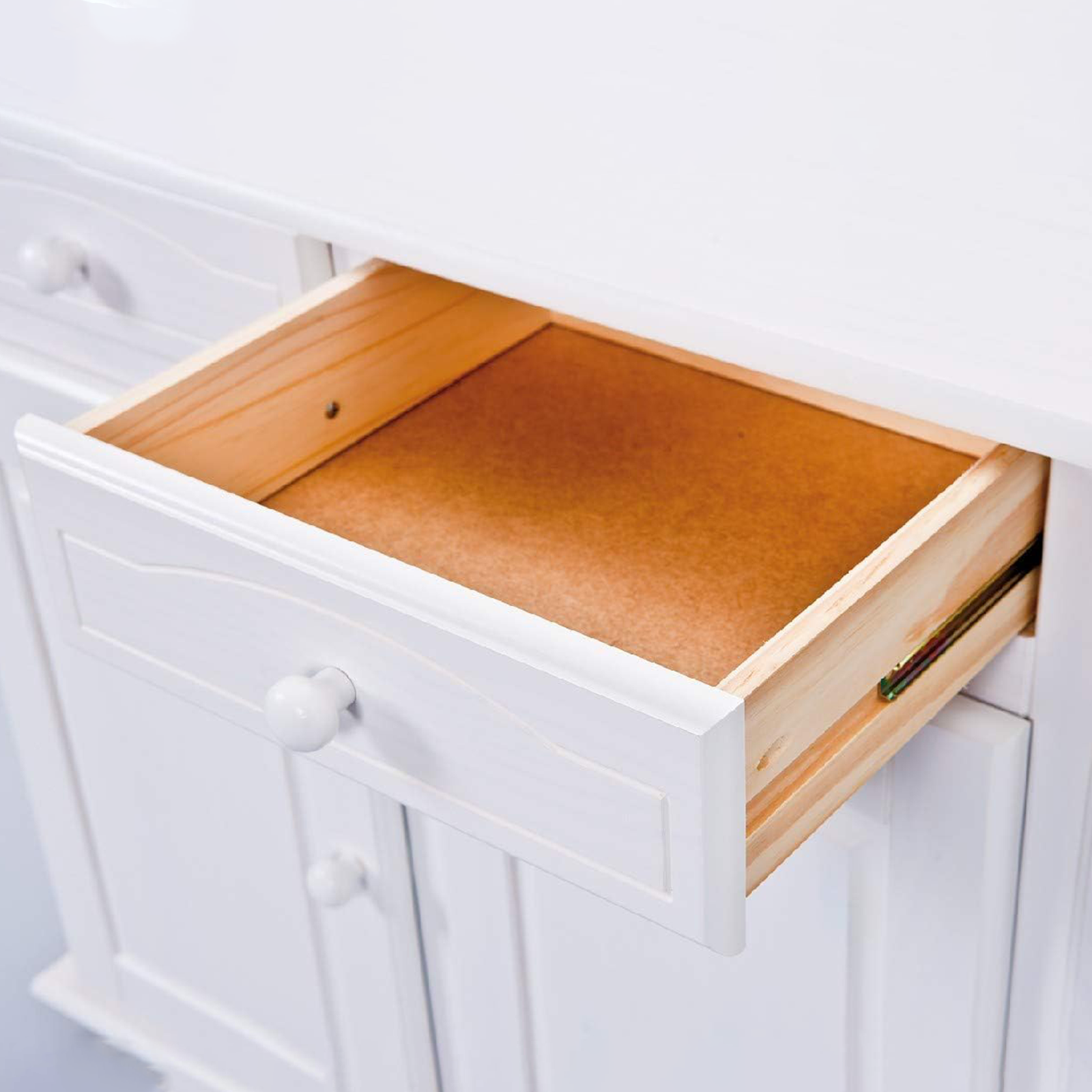 "Valencia" sideboard in solid white grained wood with open compartment h 198 cm