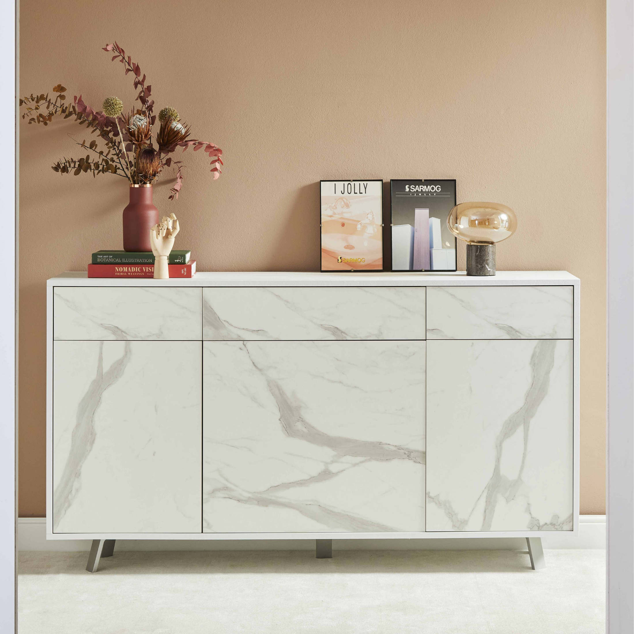 Wooden cabinet 3 doors 3 drawers "Angy" push drawer cm 164x41 92h